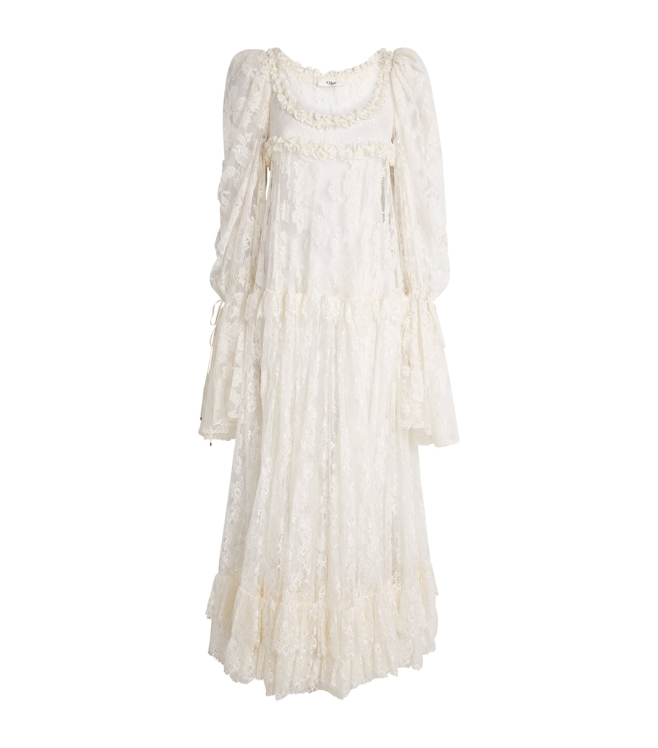 Lace Long-Sleeve Maxi Dress PRISTINE WHITE Image 1