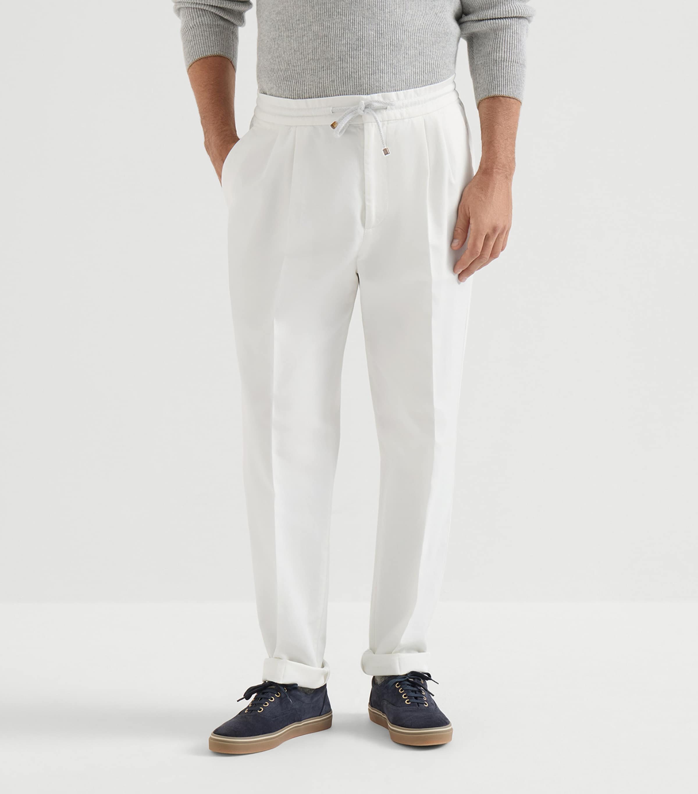 Brunello Cucinelli Mens Cotton Gabardine Drawstring Trousers Image 4