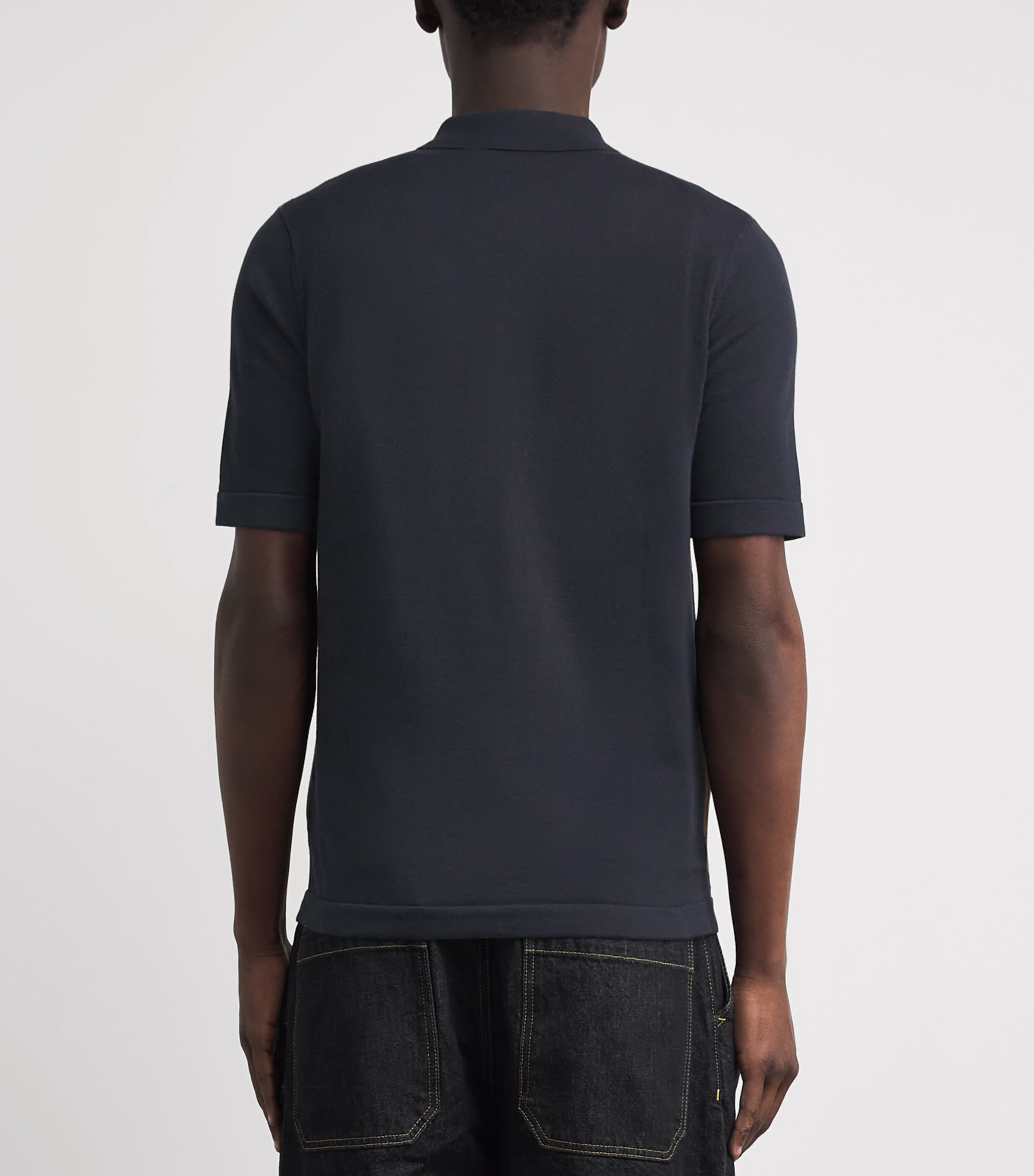 Fred Perry Mens Cotton Knitted Argyle Shirt Navy Image 5