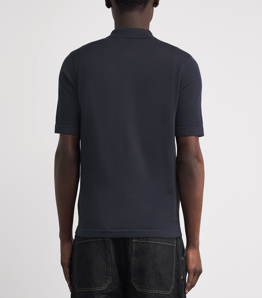 Fred Perry Mens Cotton Knitted Argyle Shirt Navy Image 5