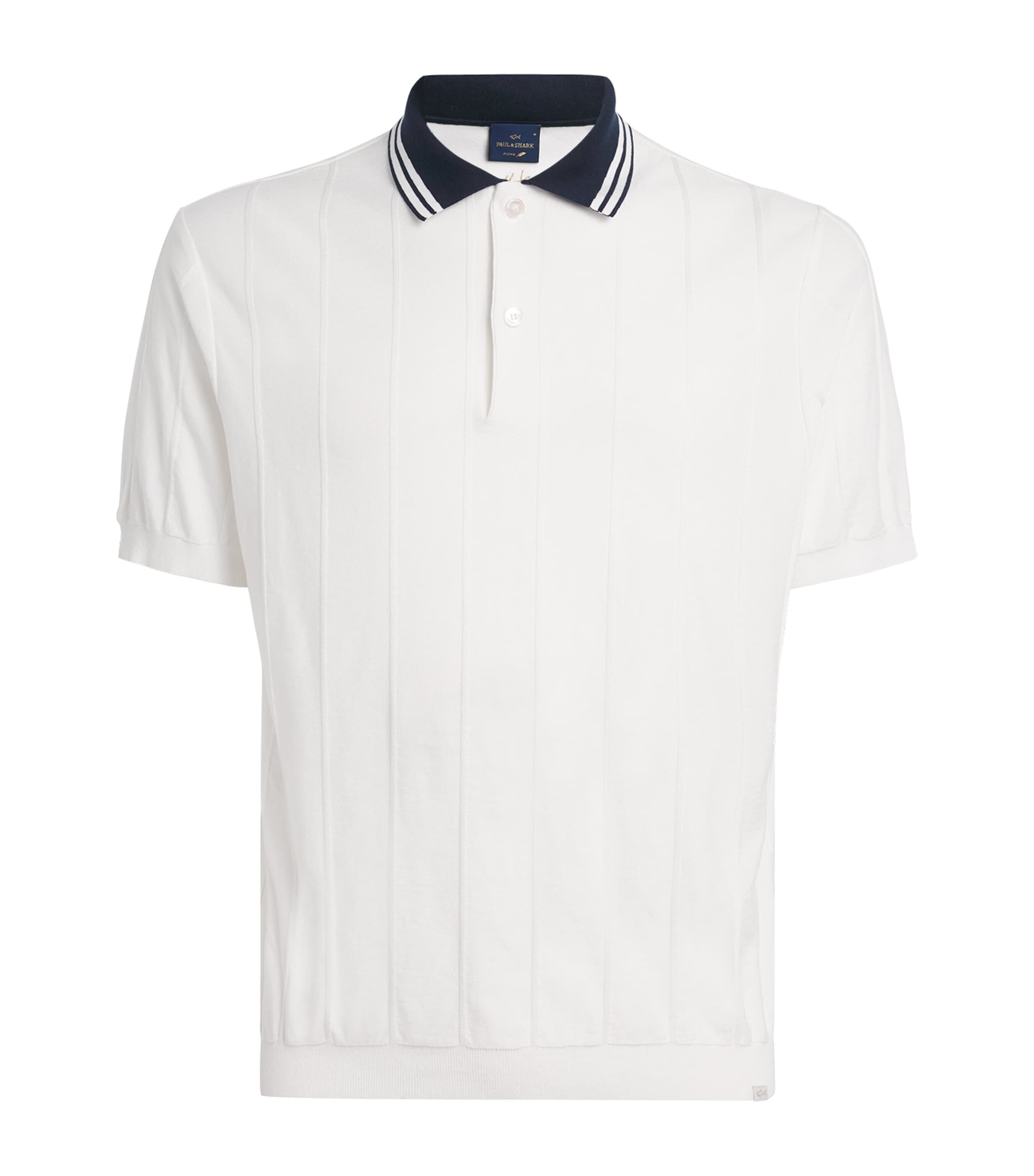 Paul & Shark Mens Cotton Rib-Knit Polo Shirt Panna Chiar Image 1