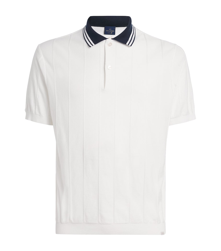 Paul & Shark Mens Cotton Rib-Knit Polo Shirt Panna Chiar Image 1