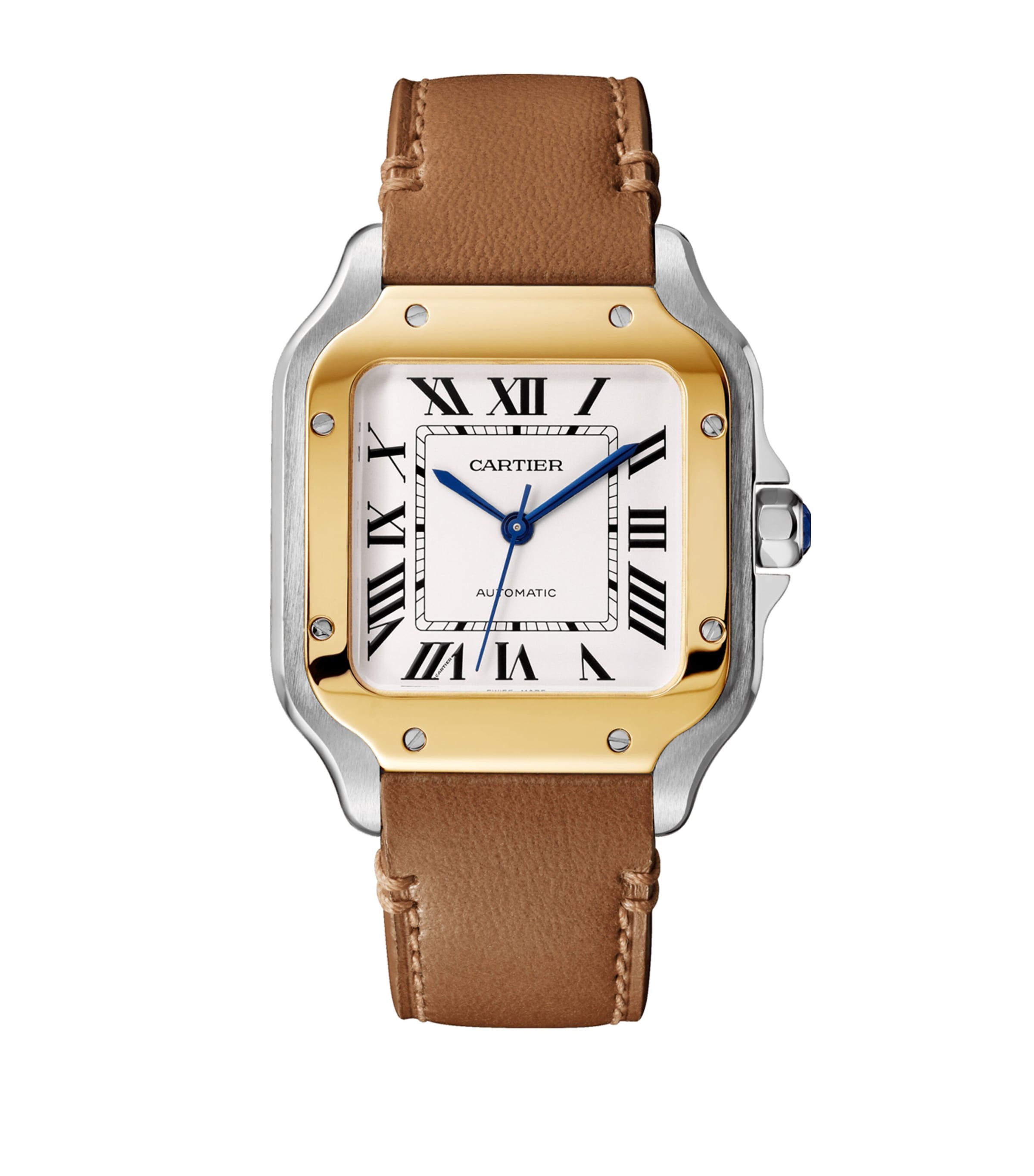 Cartier Yellow Gold and Stainless Steel Santos de Cartier Watch 42mm Grey Image 9