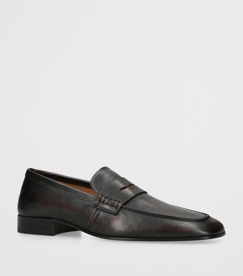 DRIES VAN NOTEN Mens Leather Penny Loafers Mid Brown Image 3