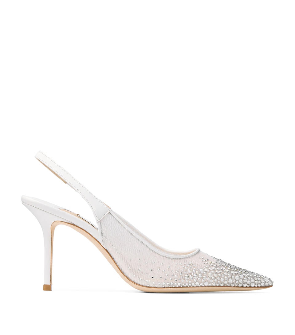 Jimmy Choo Love 85 Embellished Slingback Pumps White/crystal
