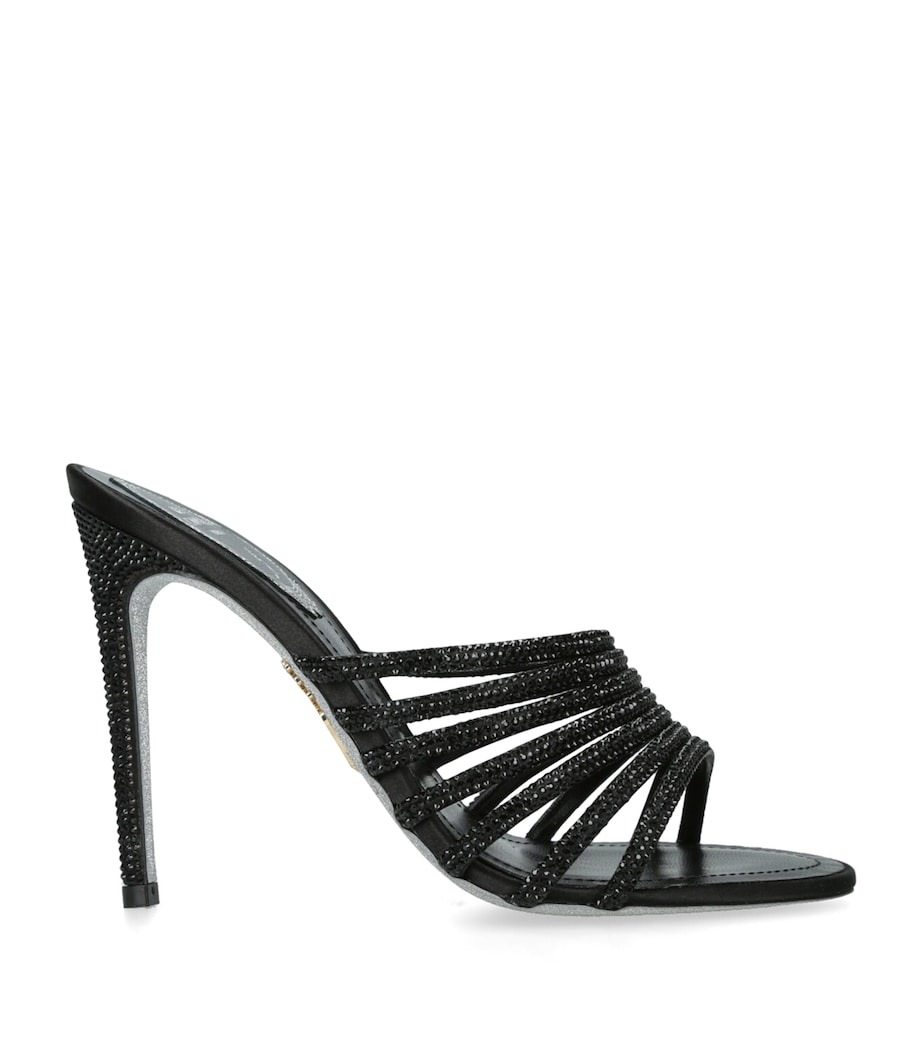 Satin Strappy Heeled Mules 105 BLACK Image 1