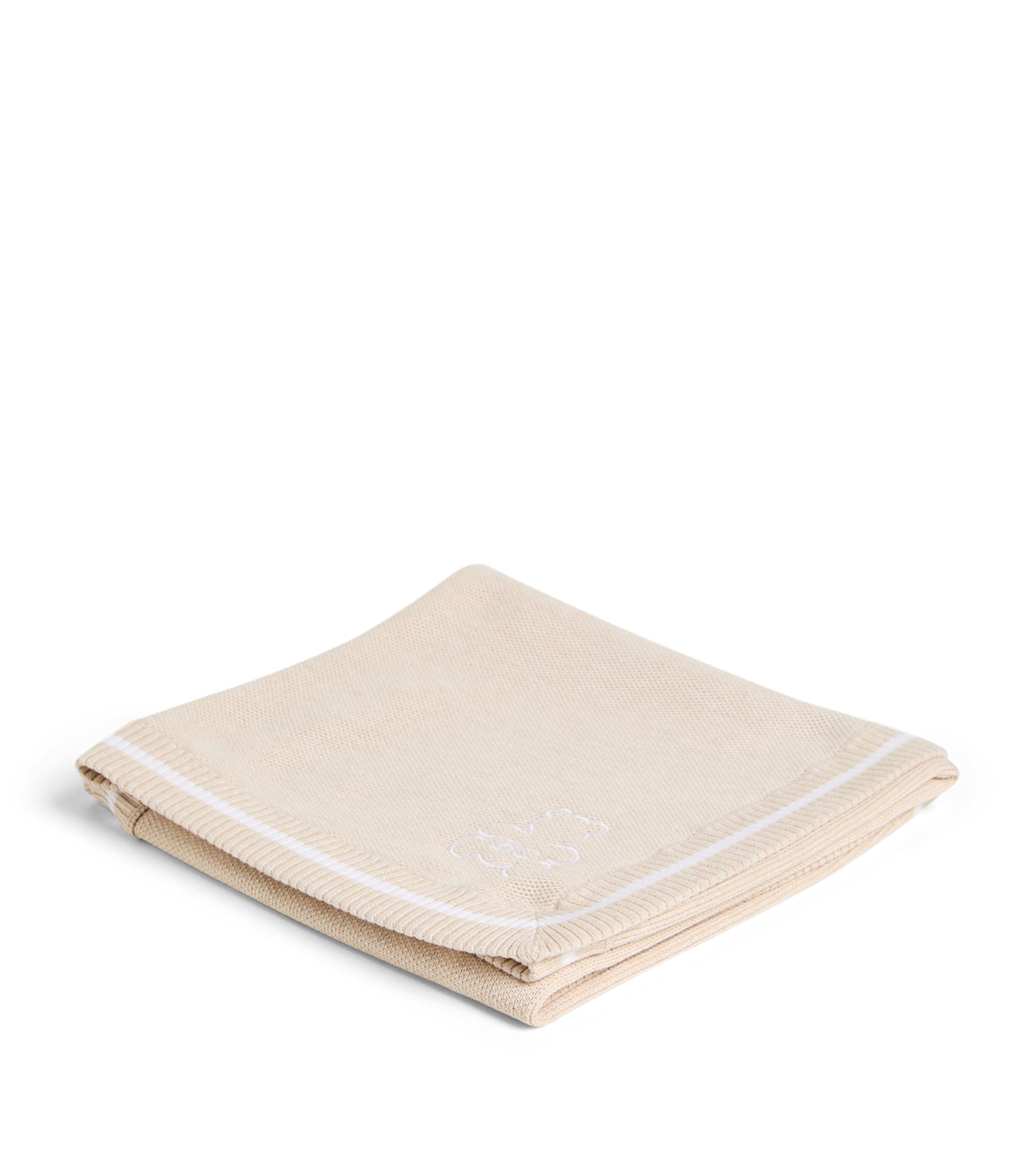 Brunello Cucinelli Cotton Embroidered Bernie Blanket In Neutral