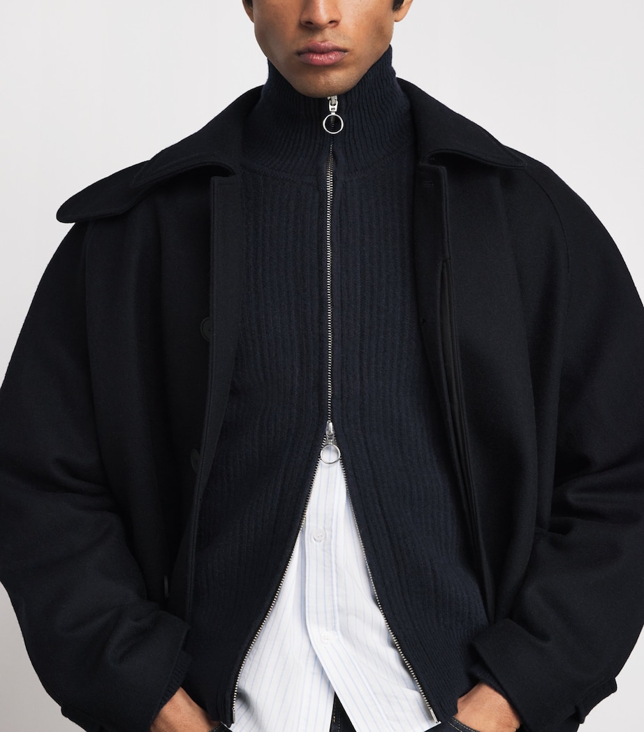 Merino Wool Kilbridge Cardigan NAVY/BROWN Image 6