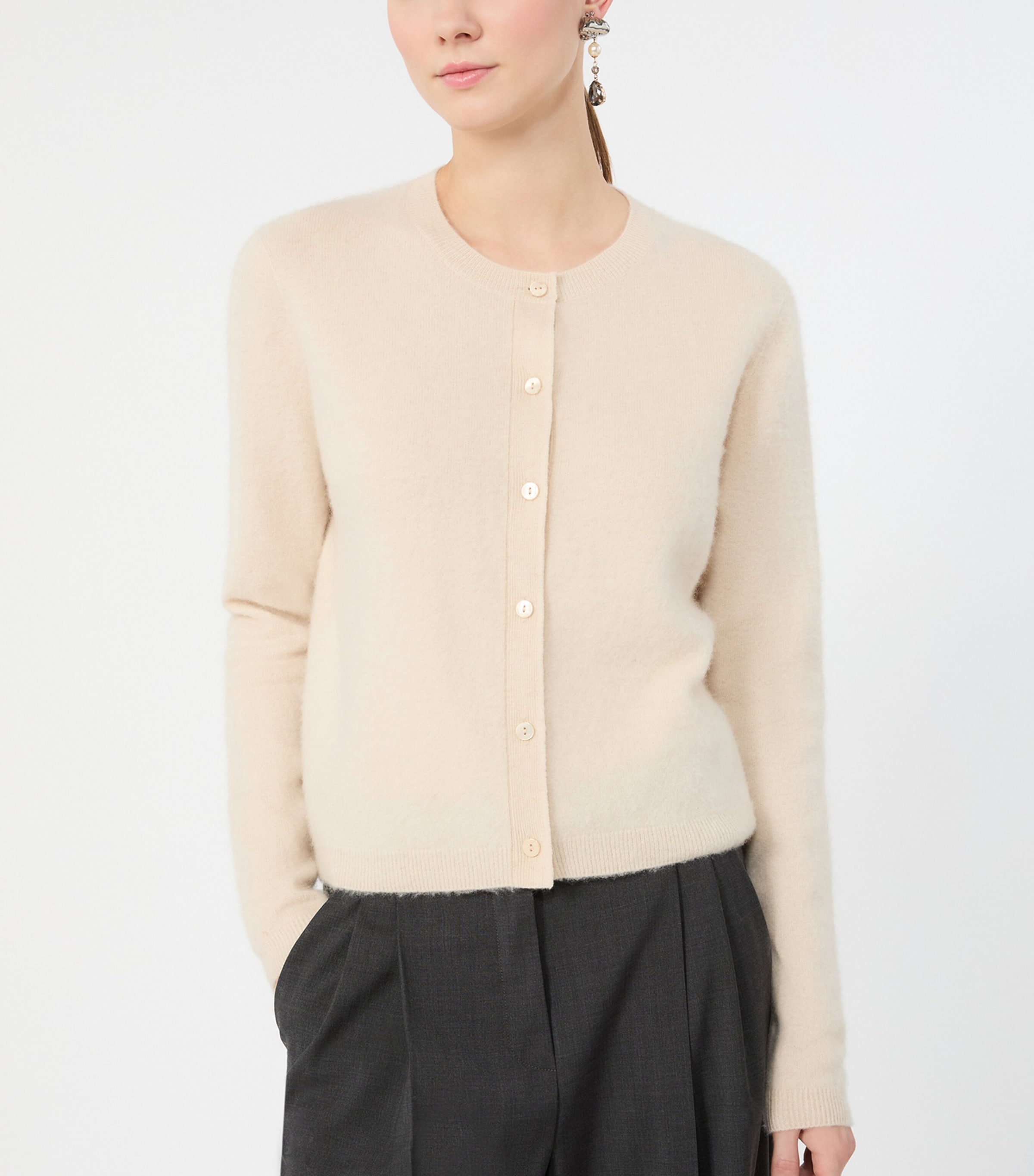 Weekend Max Mara Womens Wool-Cashmere Cardigan Ice Image 5