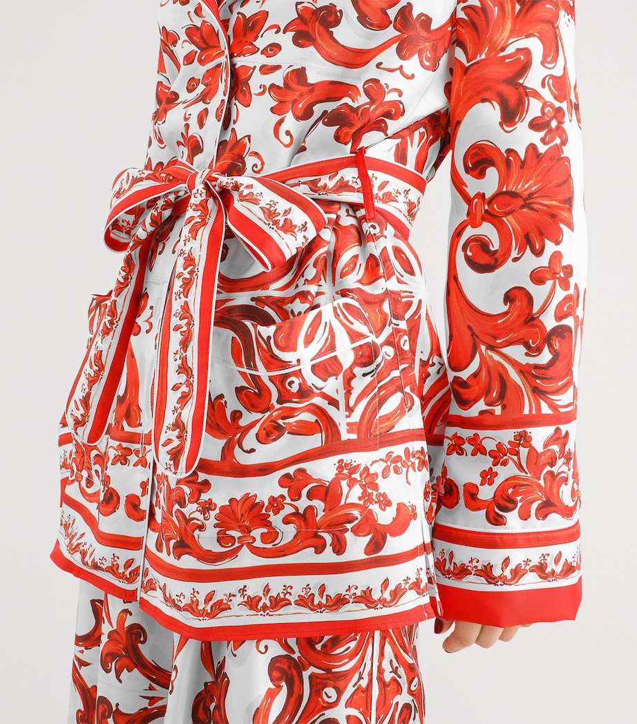 Dolce&Gabbana Womens Silk Majolica Print Kimono Shirt Combined Colou Image 3