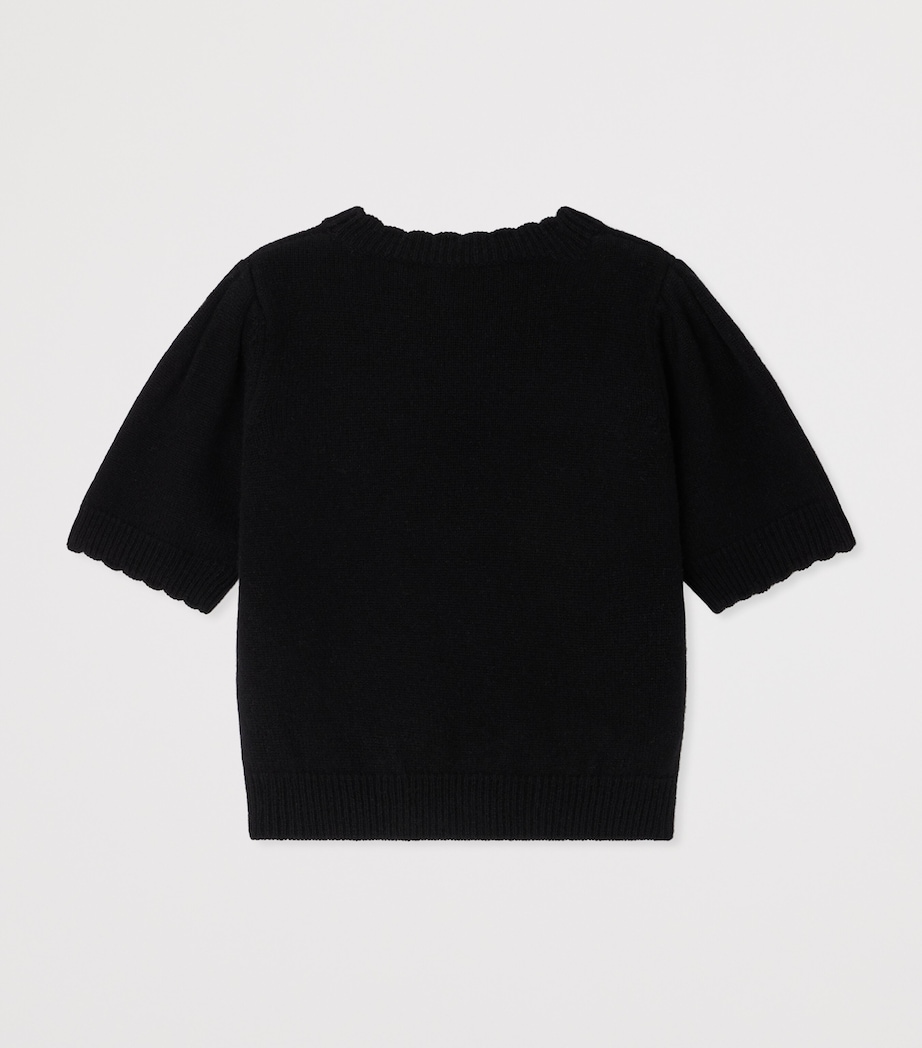 Wool-Cashmere Short-Sleeve Sweater (10-14 Years) NOIR Image 2