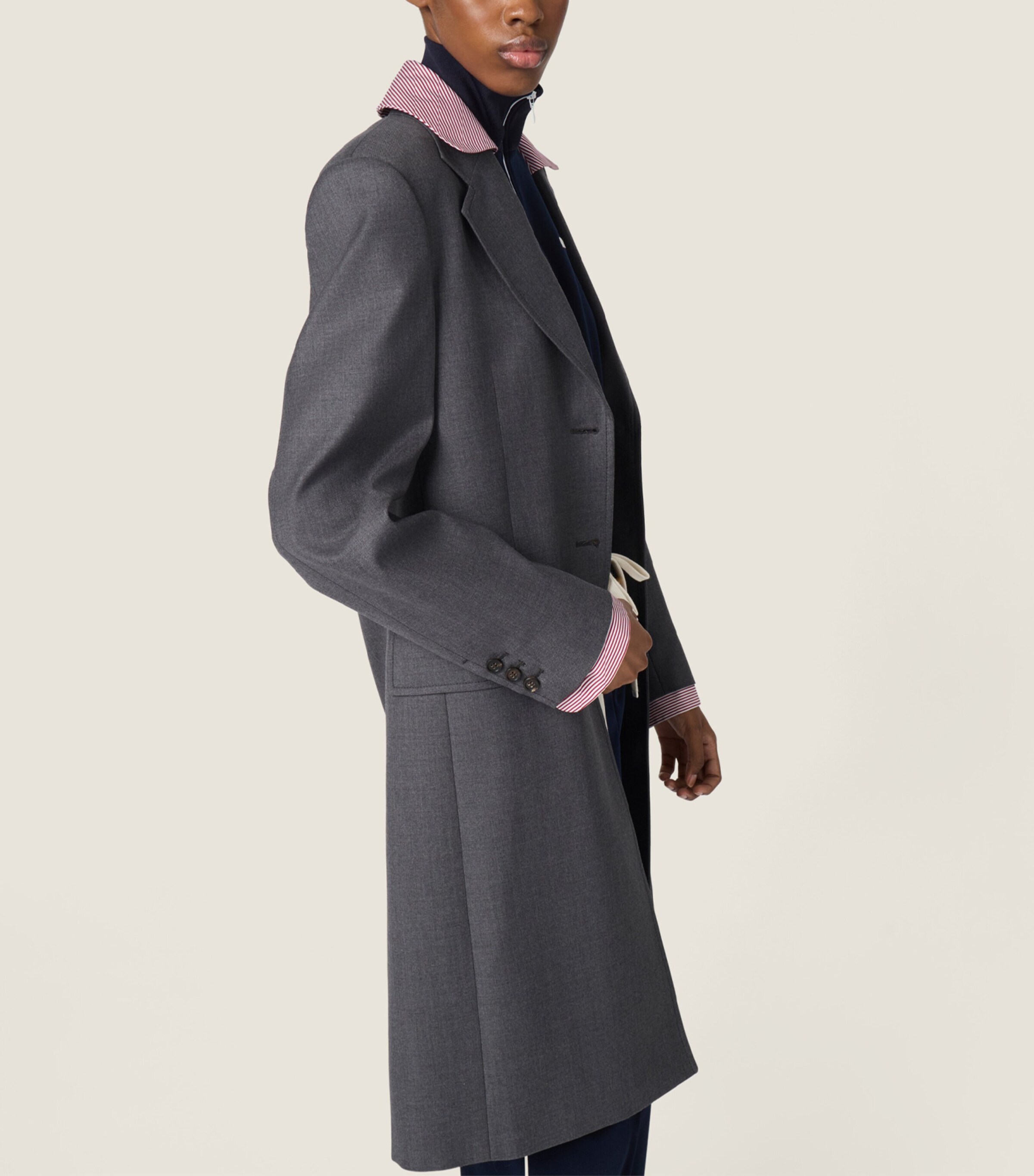 Miu Miu Womens Wool Gabardine Coat Grey Image 5