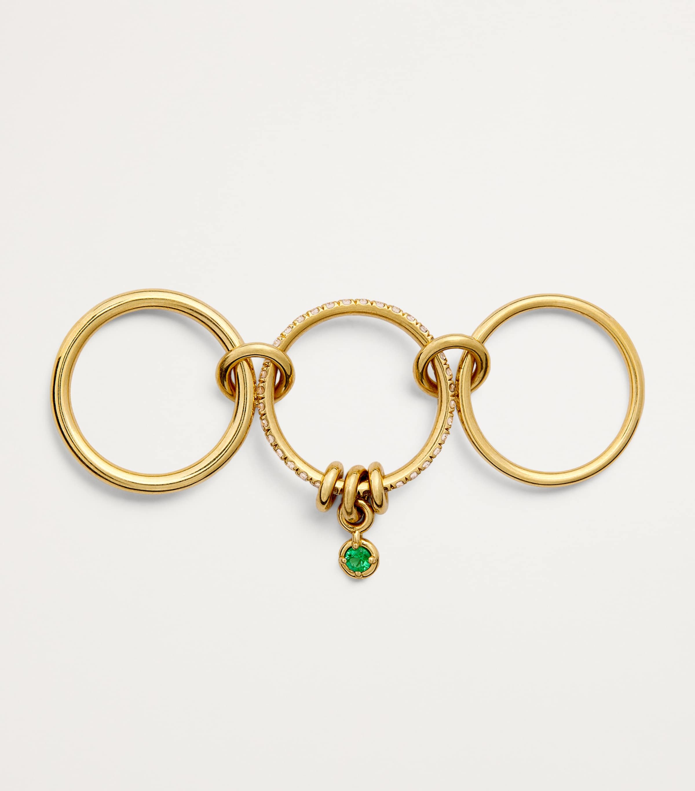Spinelli Kilcollin Yellow Gold, Diamond and Emerald Pave Ring | Harrods EG