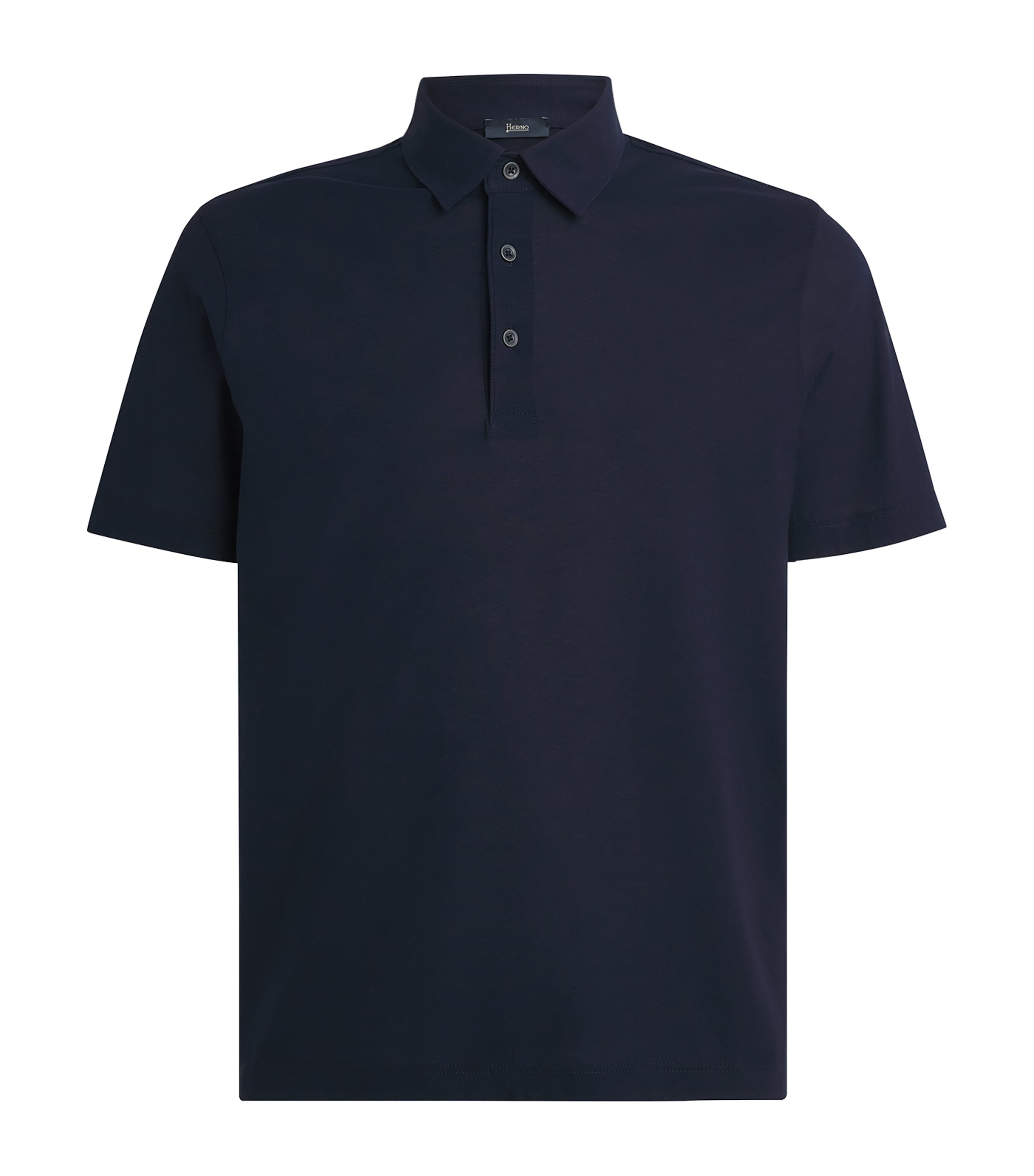 Herno Mens Cotton Jersey Crepe Polo Shirt Blu Navy Image 1