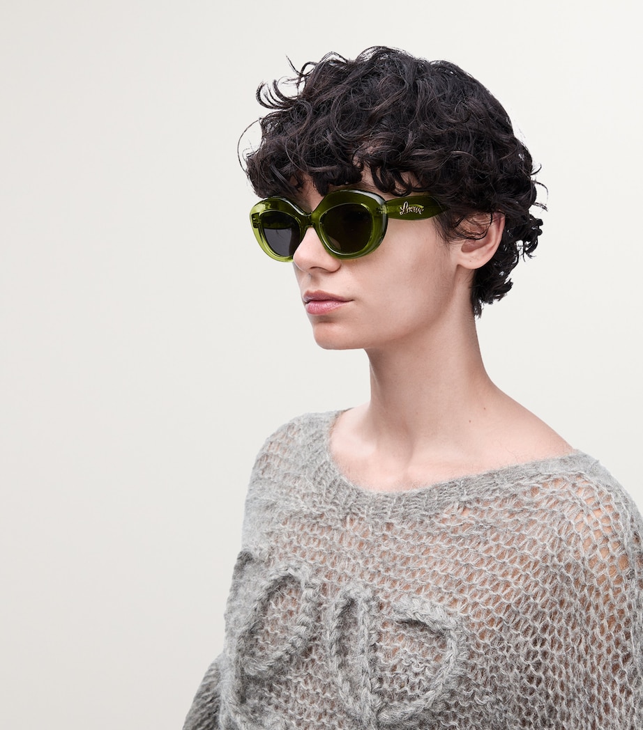 Acetate Dawn Oval Sunglasses CACTUS GREEN Image 2