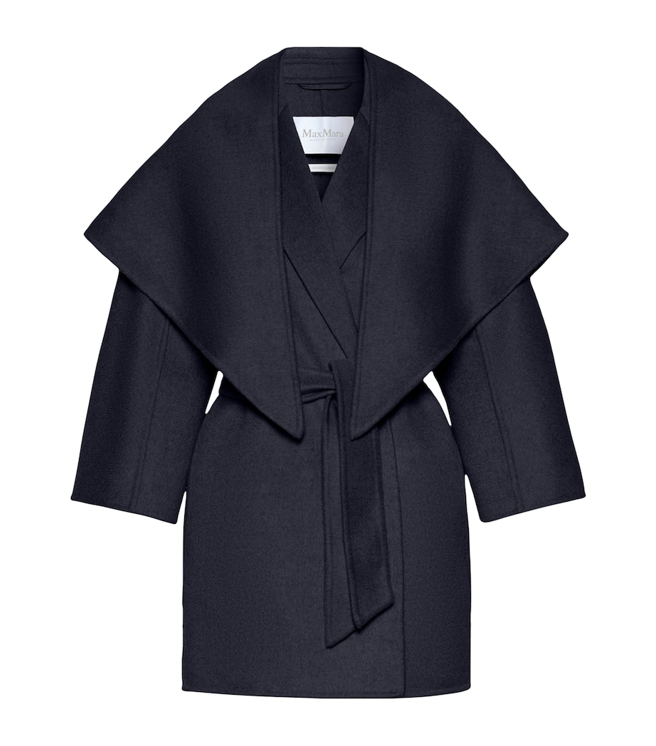 Max Mara Womens Cashmere Short Wrap Coat with Scarf Ultramarine Image 1