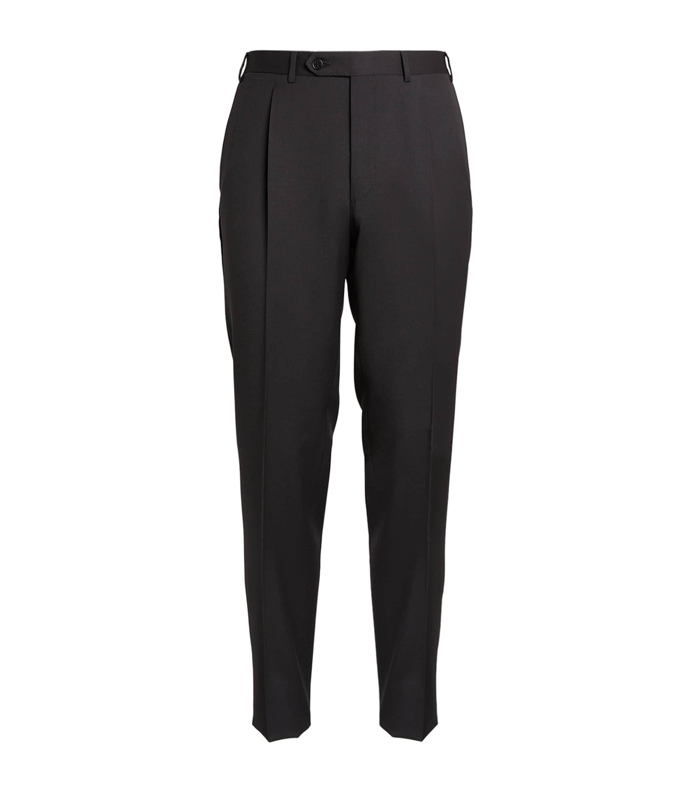 Shop Canali Wool Tailored Trousers In Navy