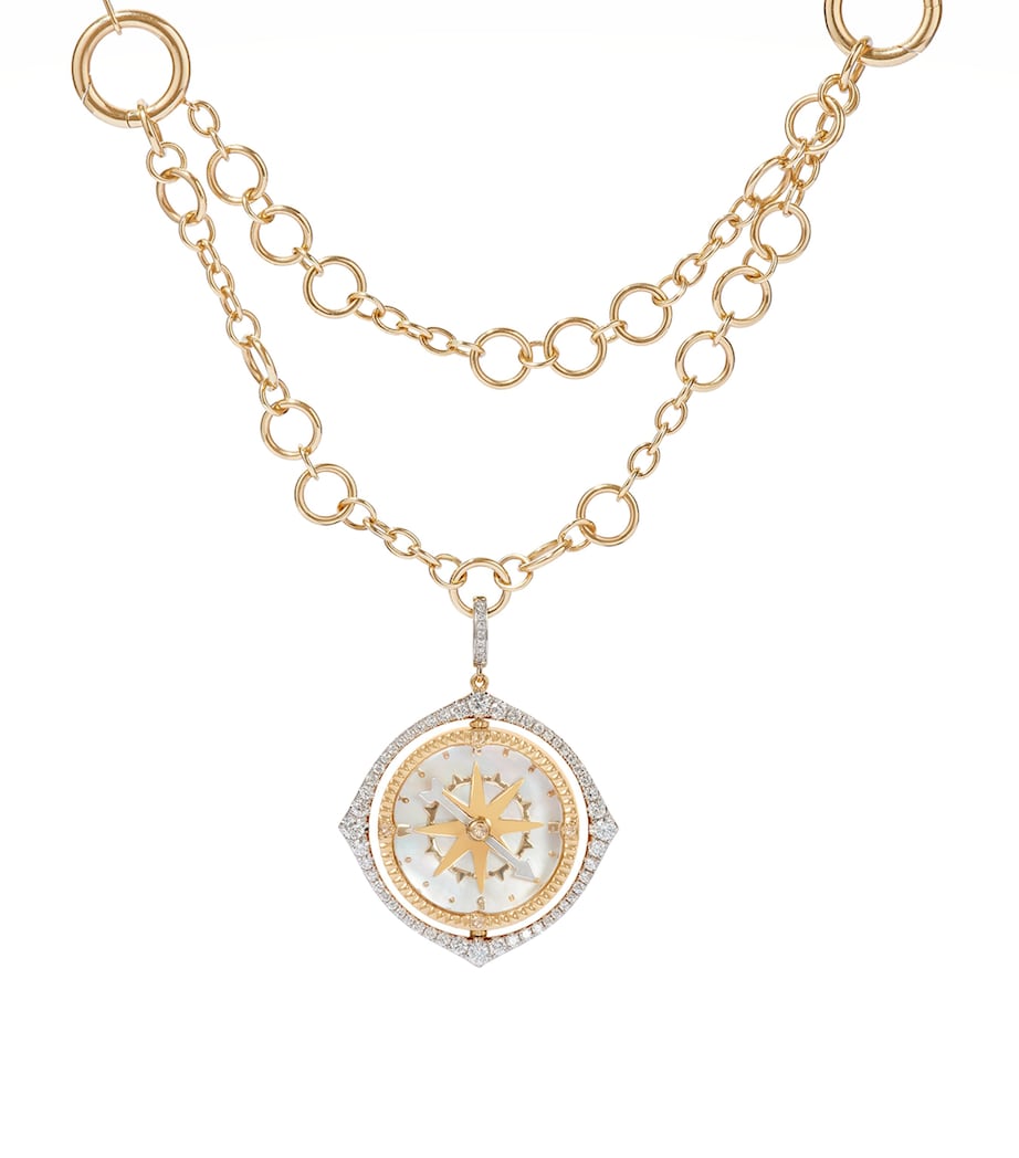 Yellow Gold and Diamond Mythology Spinning Compass Pendant YELLOW GOLD Image 7