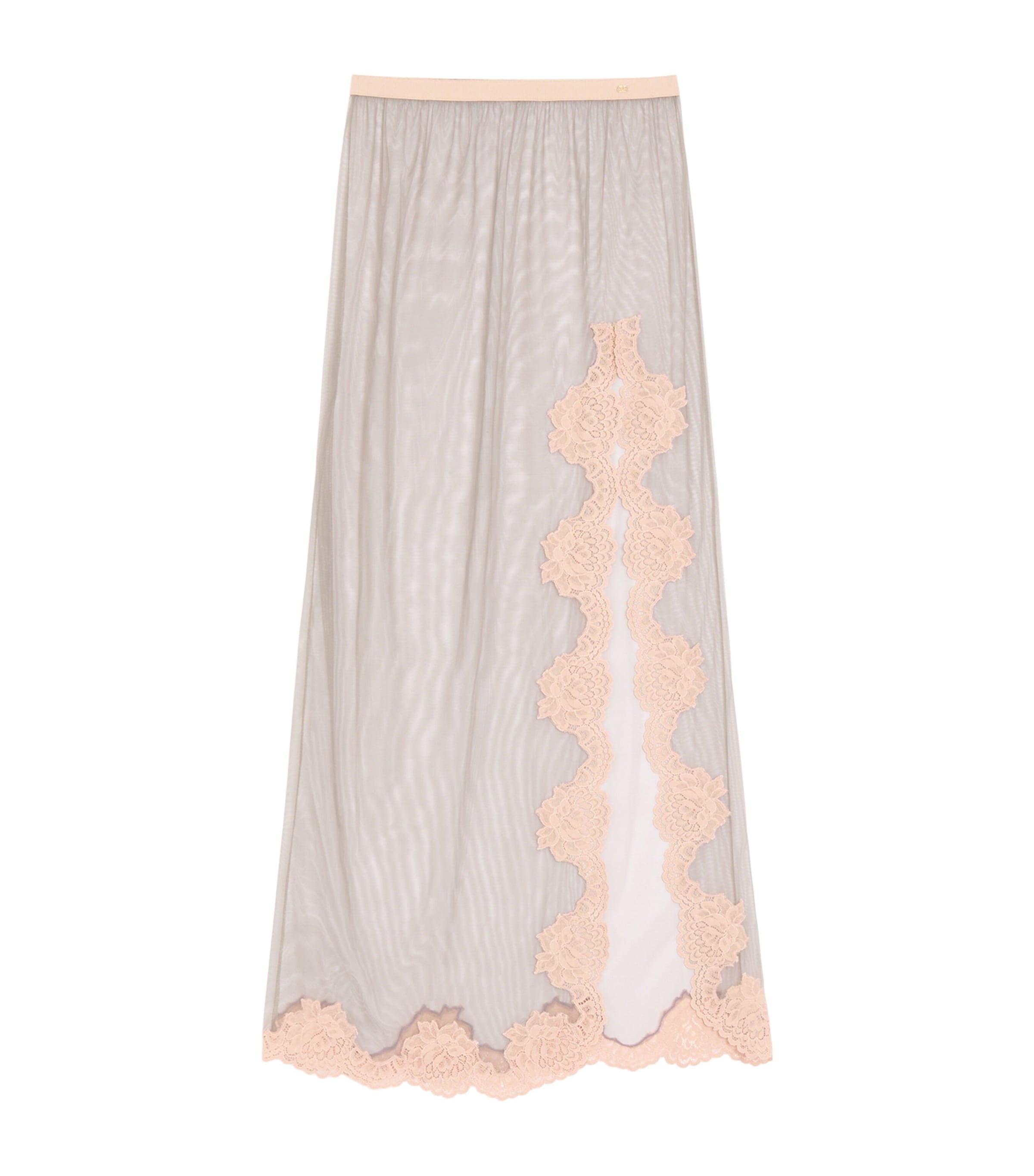 Valentino Womens Sheer Lace-Trim Maxi Skirt Image 1