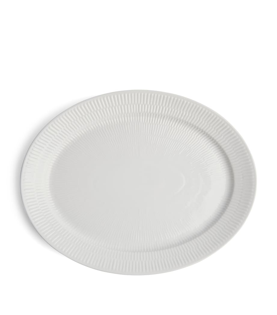 White Fluted Oval Dish (34cm x 27.5cm) WHITE Image 1