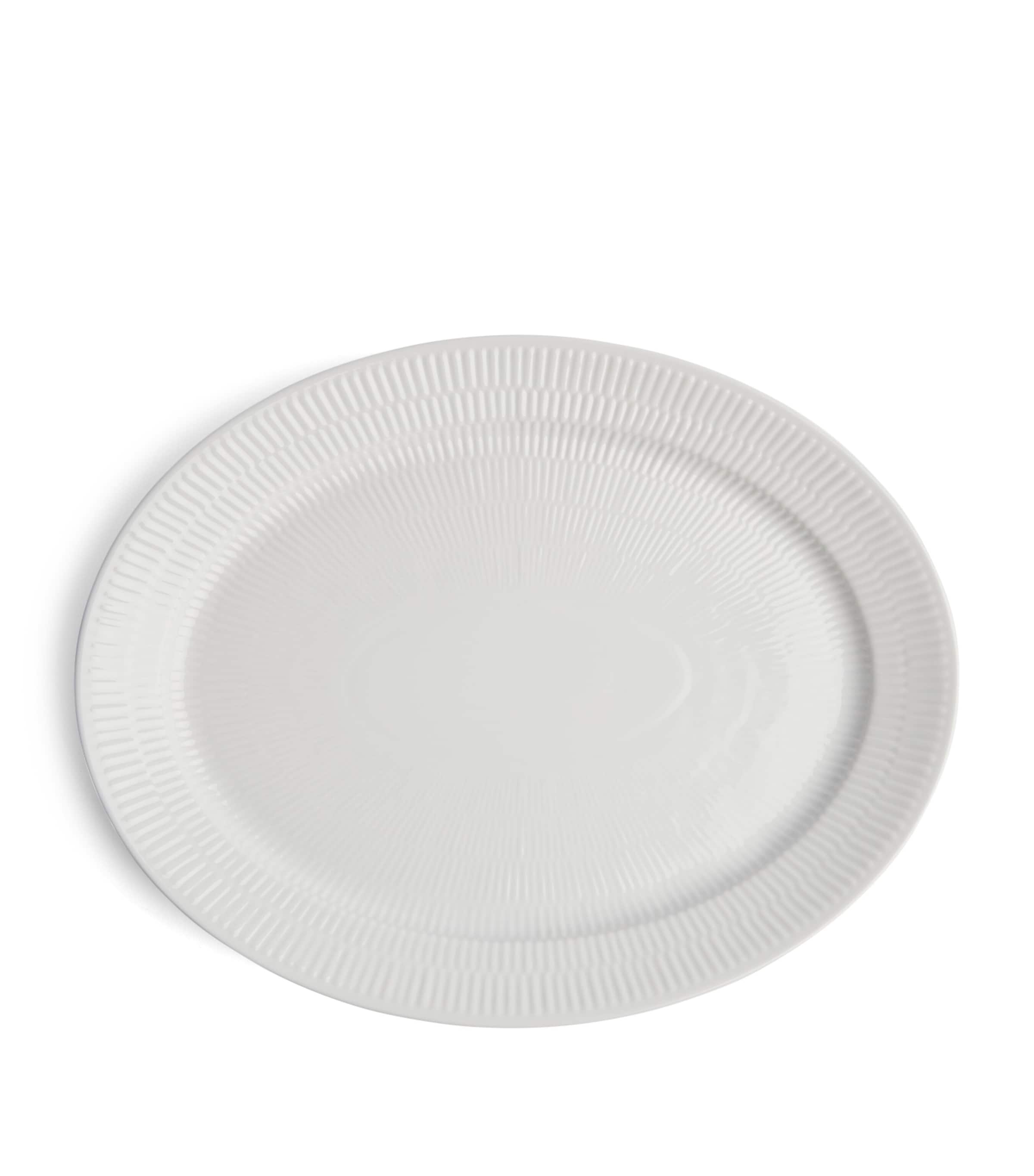 Royal Copenhagen White Fluted Oval Dish (34cm x 27.5cm) | Dining | Serveware | Serving Plates | Designers | Royal Copenhagen