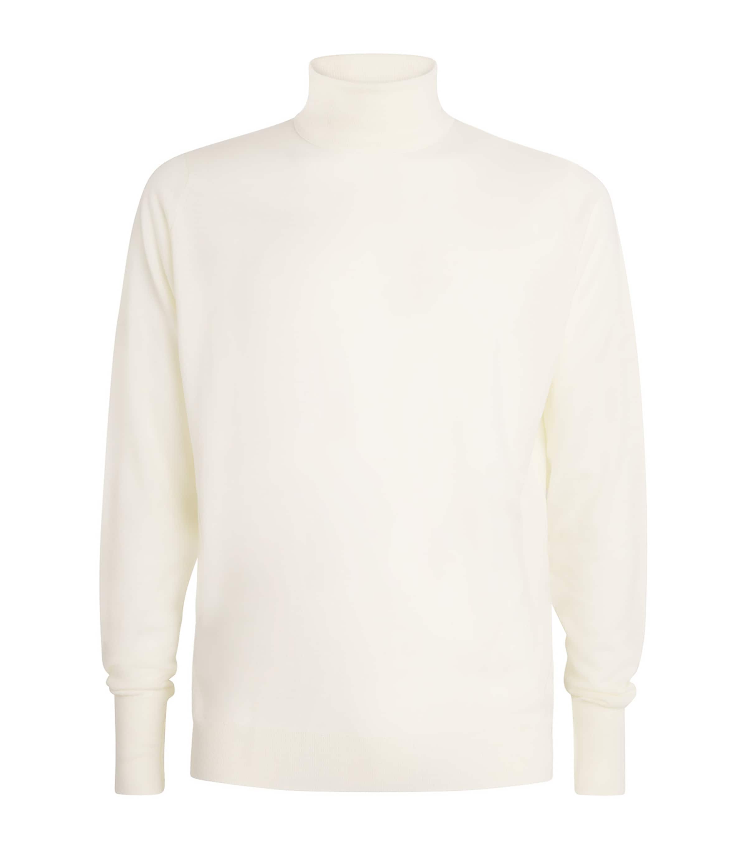 John Smedley Mens Extra Fine Merino Rollneck Richards Sweater Snow White Image 1
