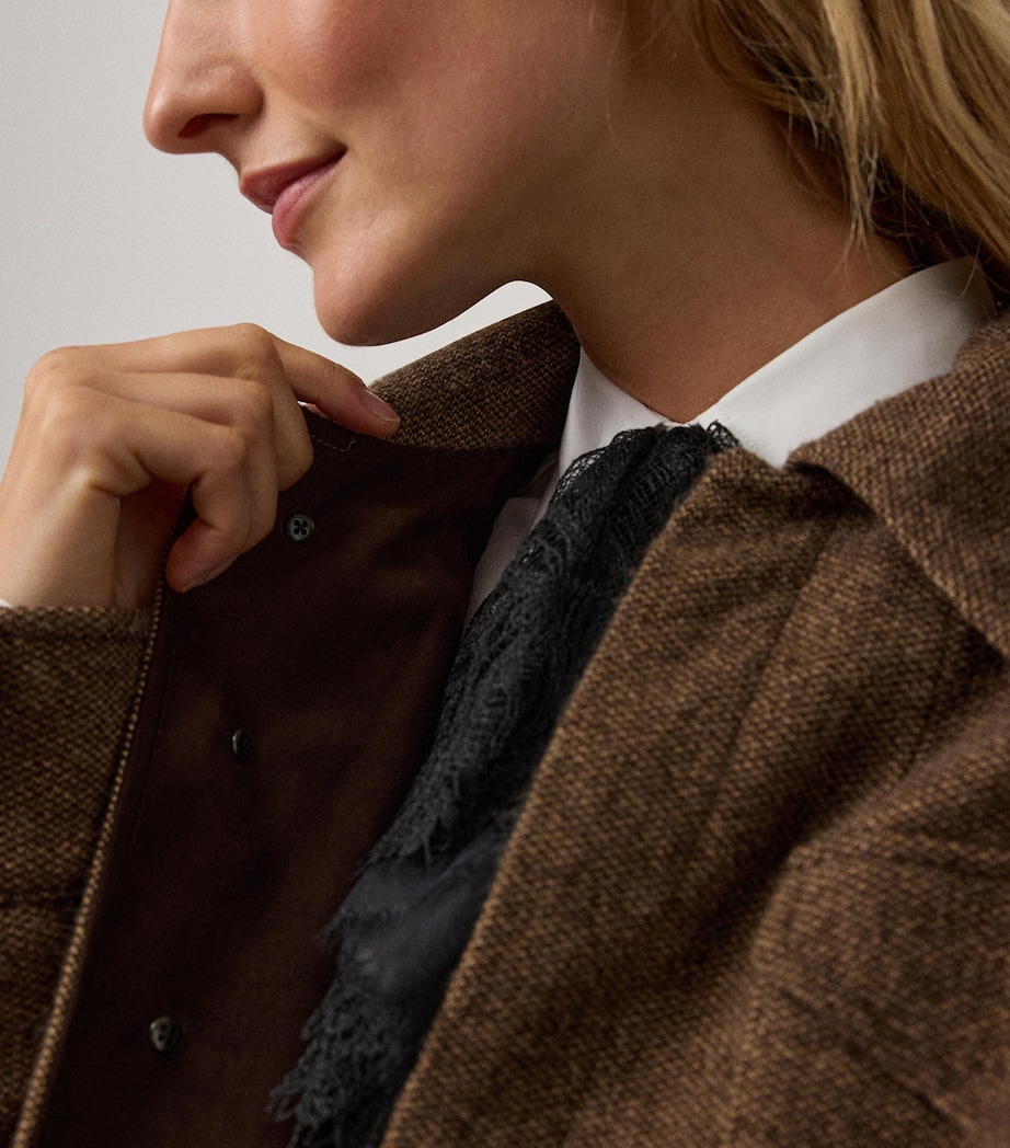 Birdseye Tweed Maddison Bomber Jacket DARK BROWN Image 6