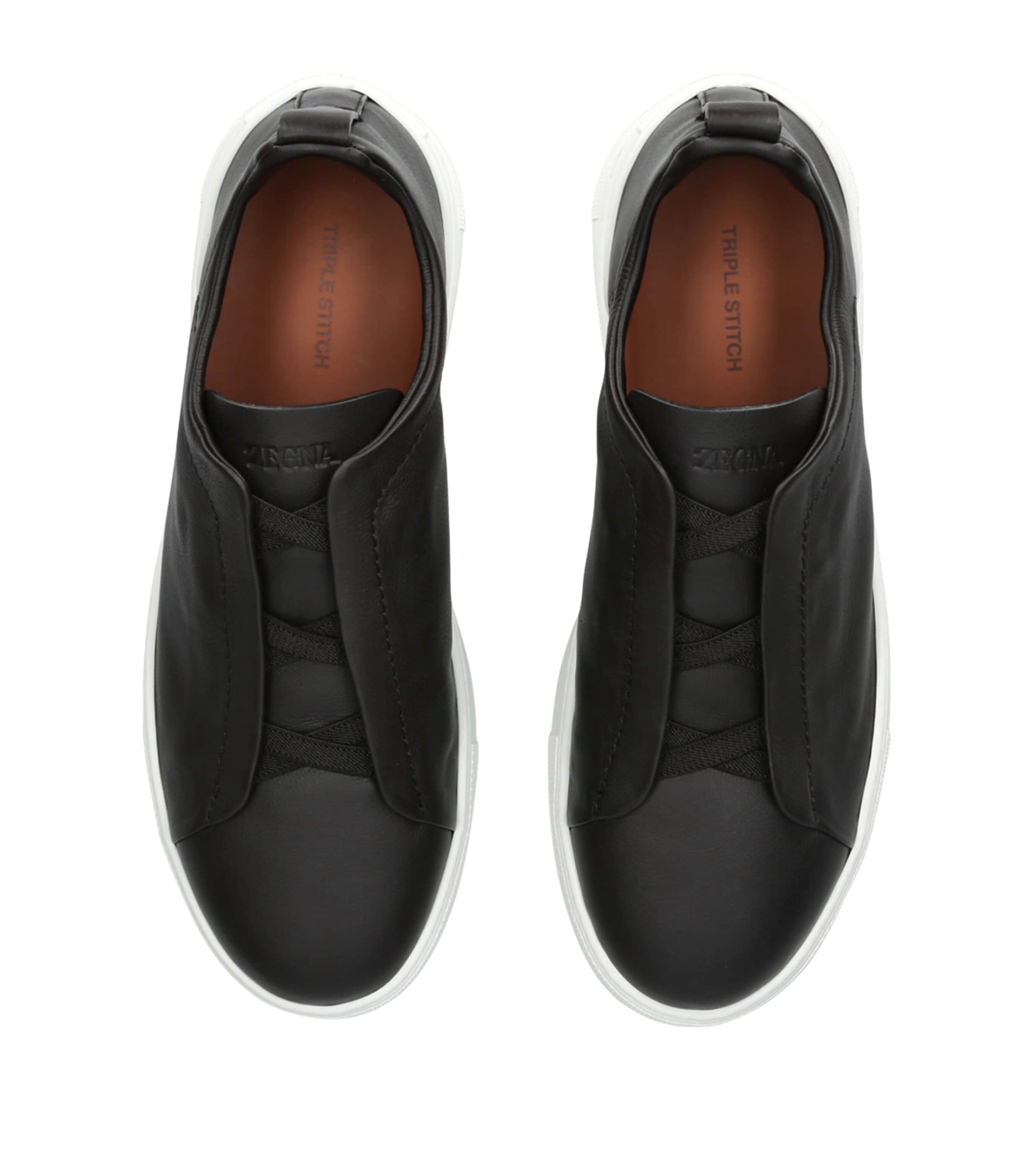 Leather Triple Stitch SECONDSKIN Sneakers DARK BROWN Image 4