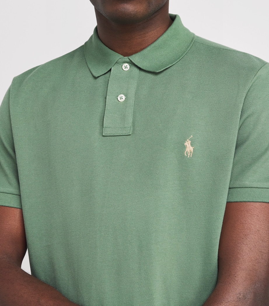 Cotton Mesh Custom Fit Polo Shirt GREEN Image 6