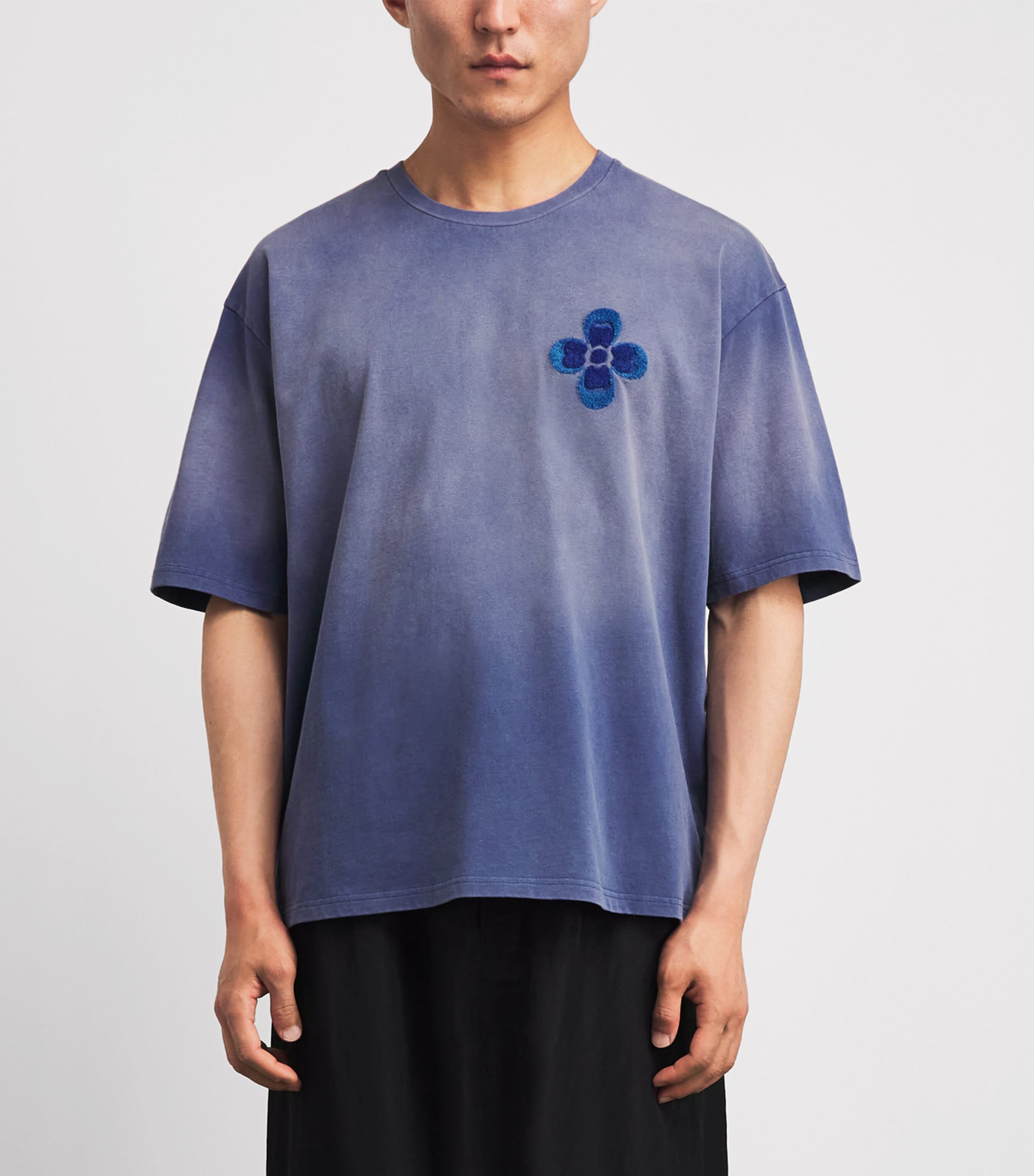 COMMAS Mens Dégradé Embroidered T-Shirt Ink Well Image 4