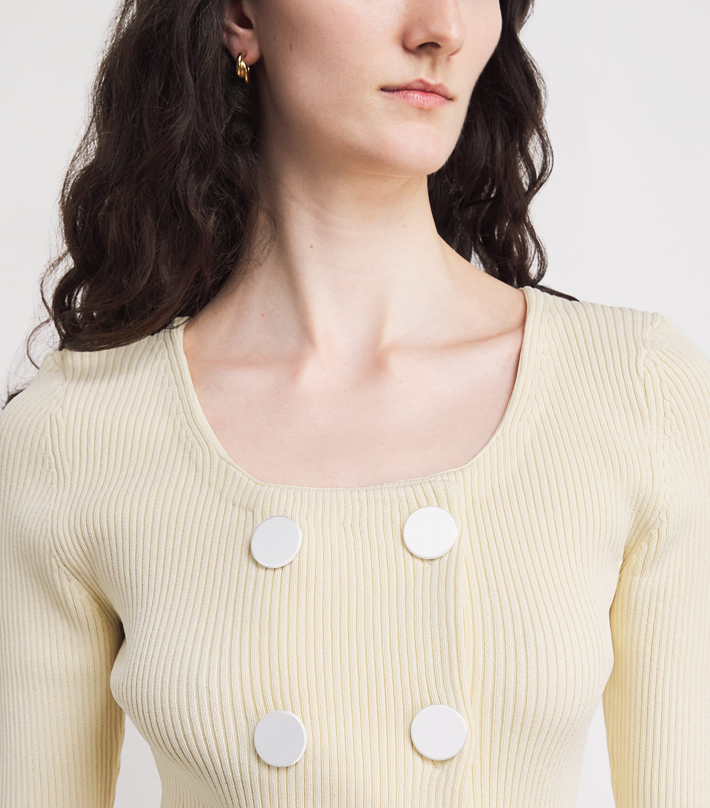 Knitted Button-Up Top VANILLA Image 6
