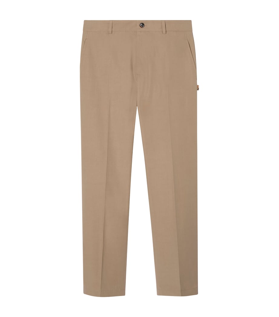Burberry Mens Cotton Twill Slim Chinos Saltmarsh Beige Image 1