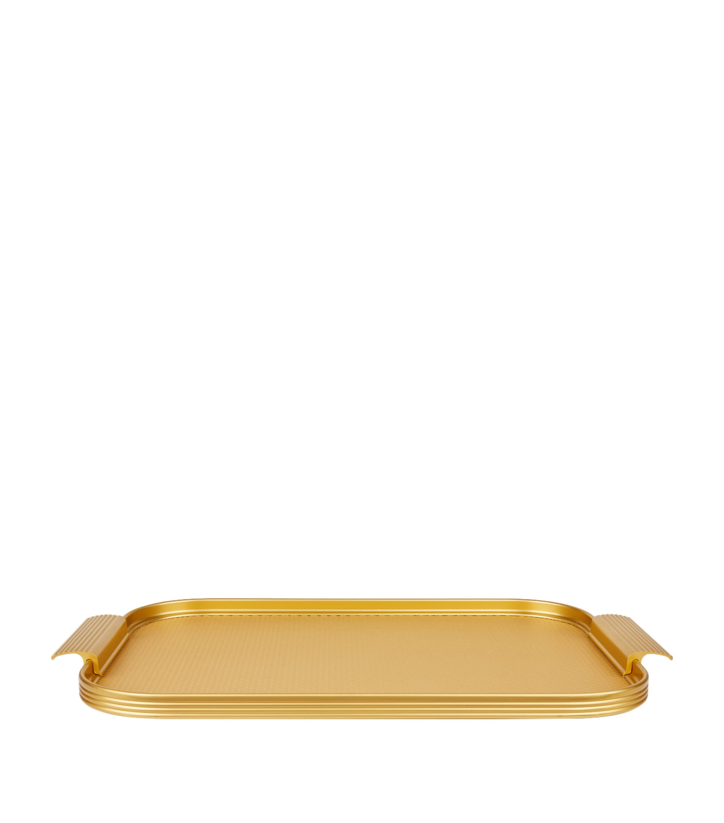 Kaymet Ribbed Serving Tray In Gold