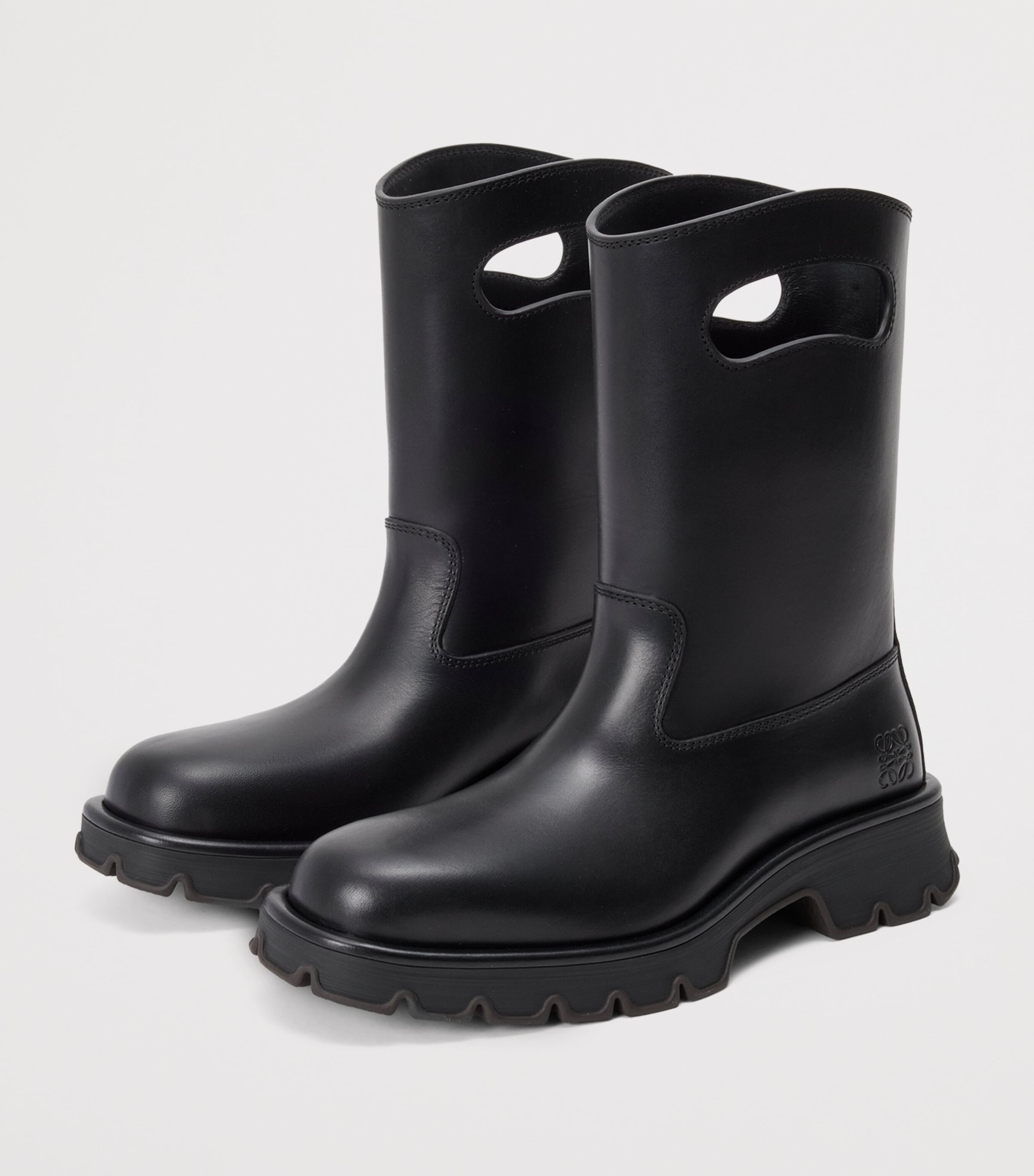 Calfskin Bobby Handle Boots 45 BLACK Image 3