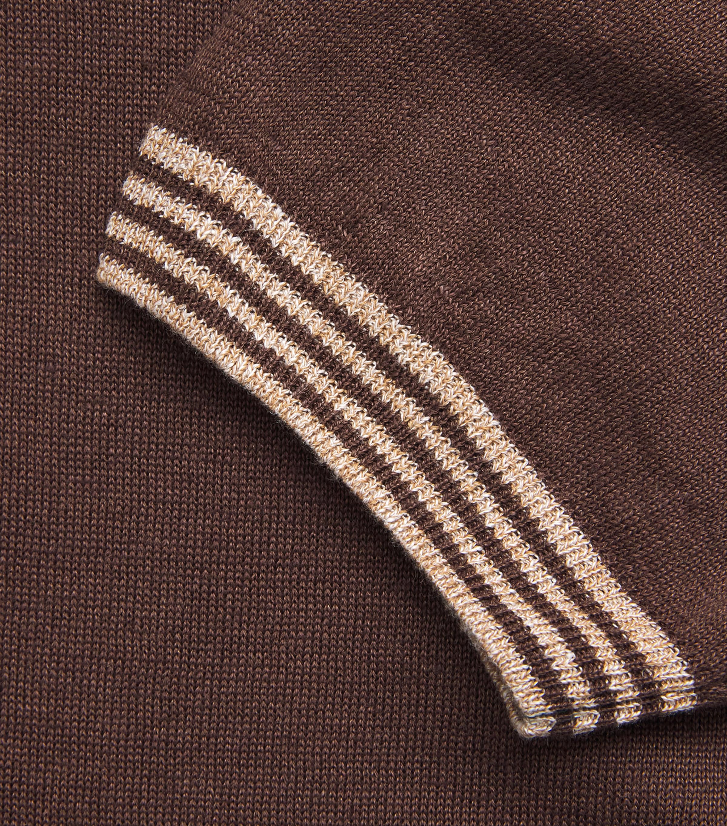 Fioroni Cashmere Mens Linen-Cotton Polo Shirt Marrone Image 6