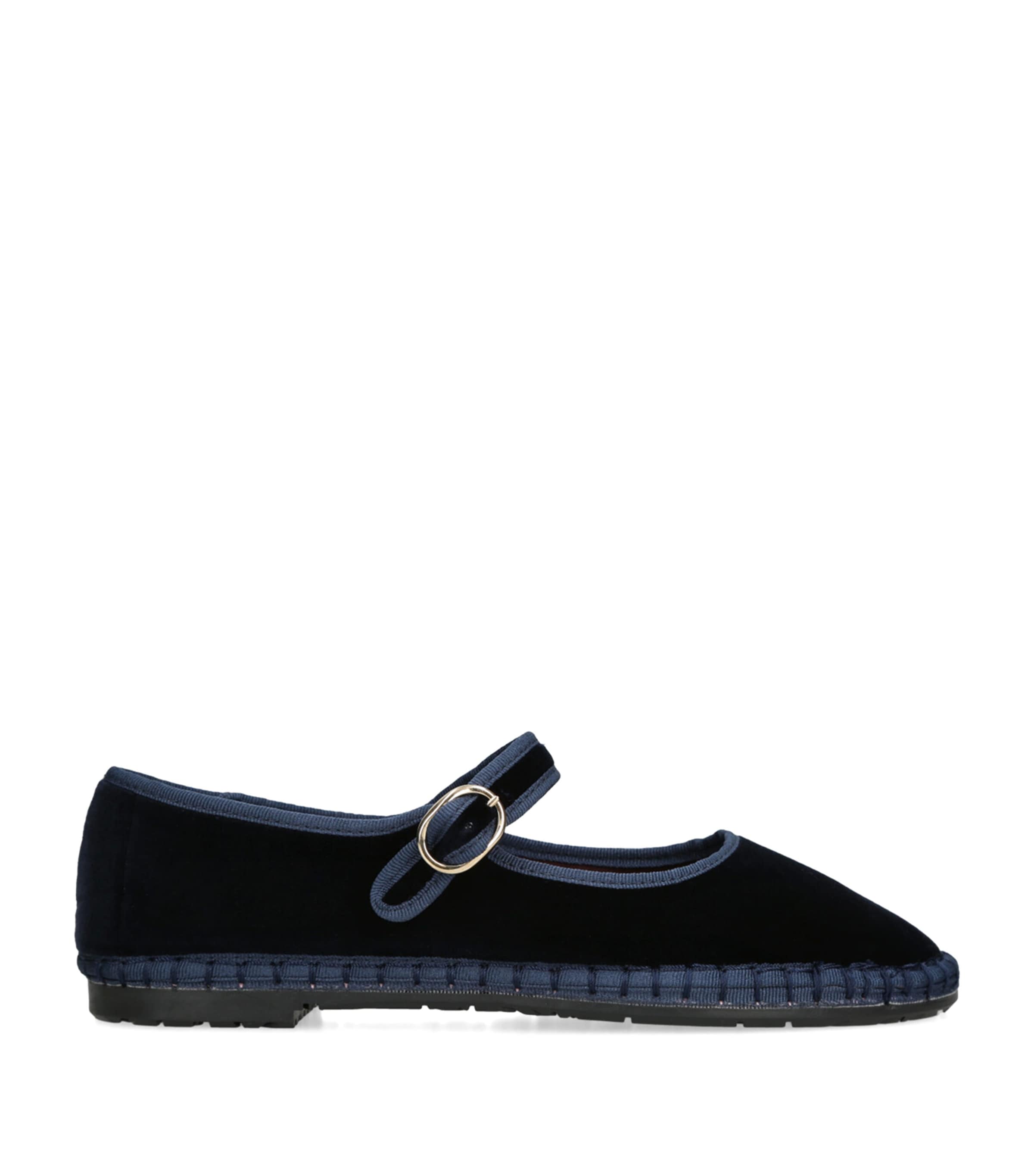 Flabelus Velvet Molly Mary Janes In Blue