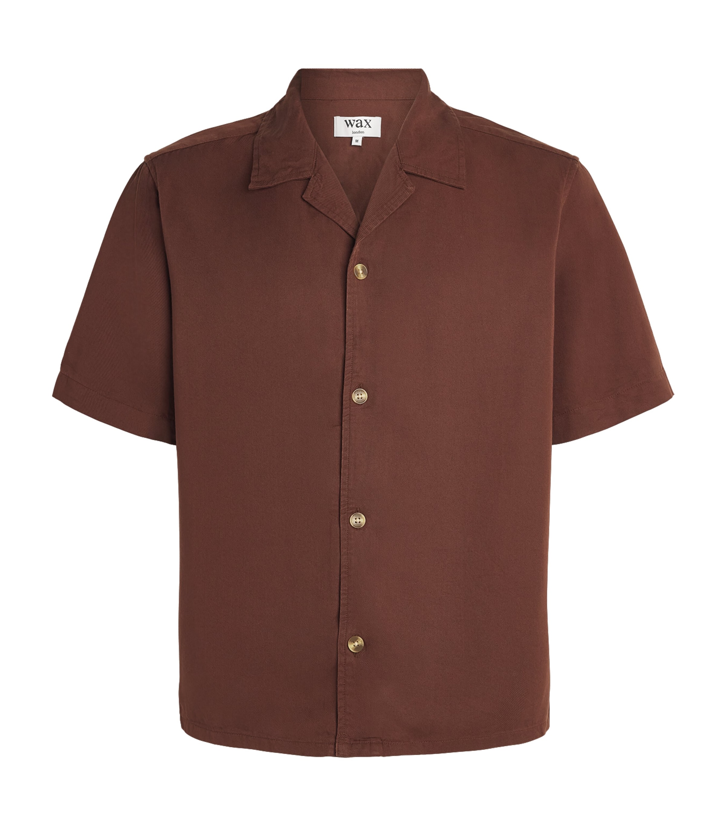 Wax London Mens Camp Collar Curzon Shirt Brown Image 1