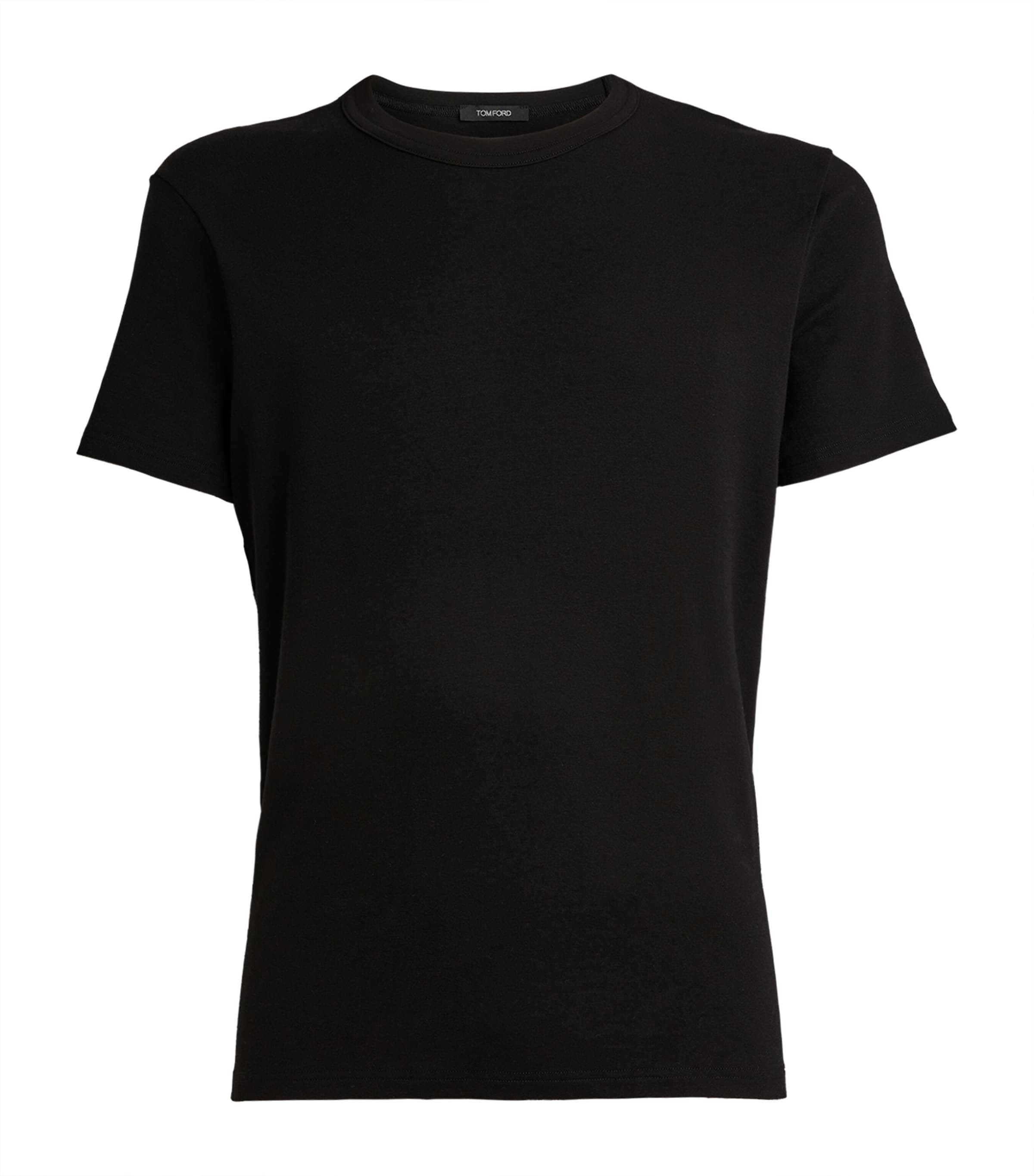 Tom Ford Black Stretch Cotton Crew Neck T-shirt In Black