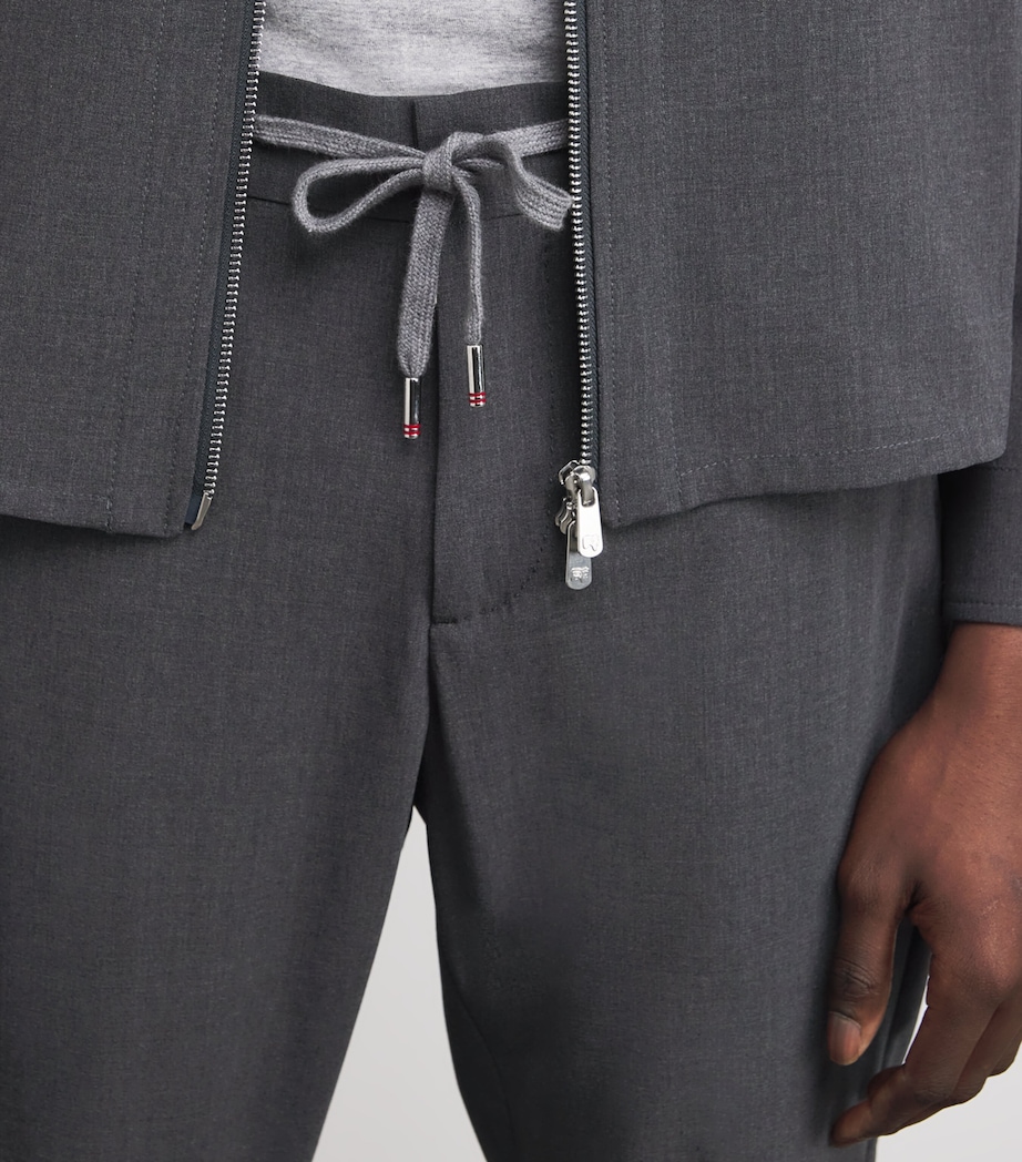 Virgin Wool-Blend Drawstring Trousers 03-DARK GREY Image 6