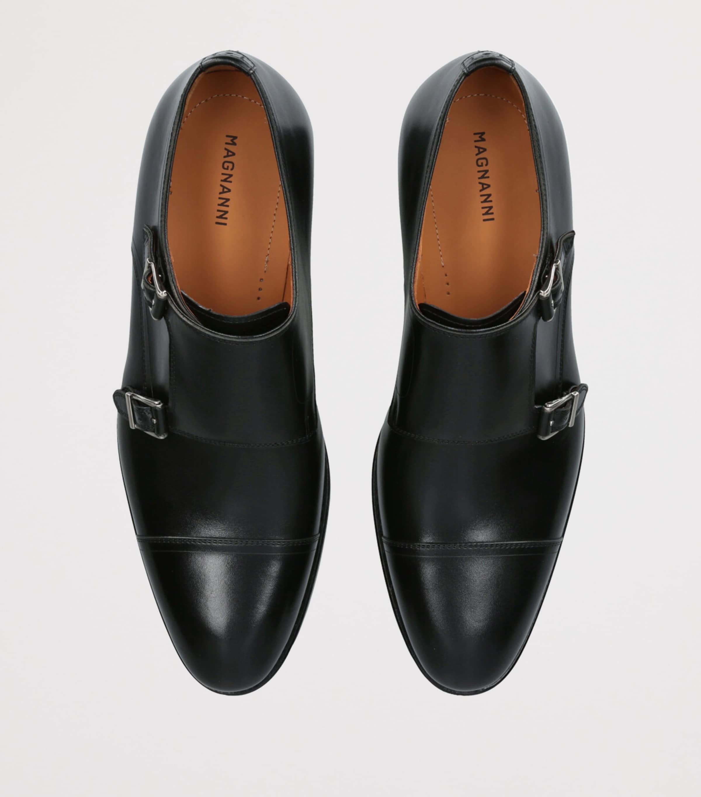 Leather Double Monk Shoes BLACK Image 4