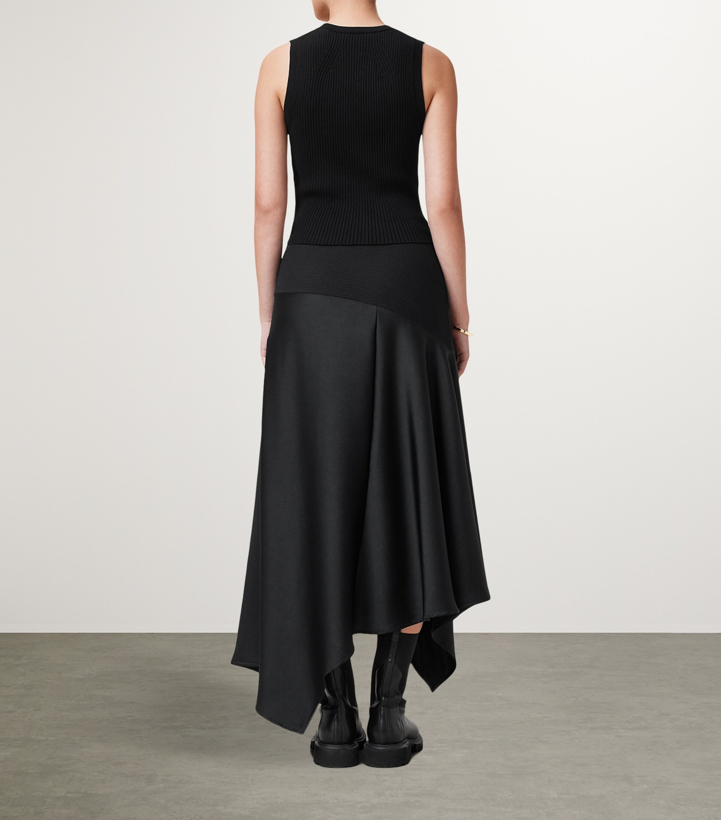 Satin Pia Midi Skirt BLACK Image 5
