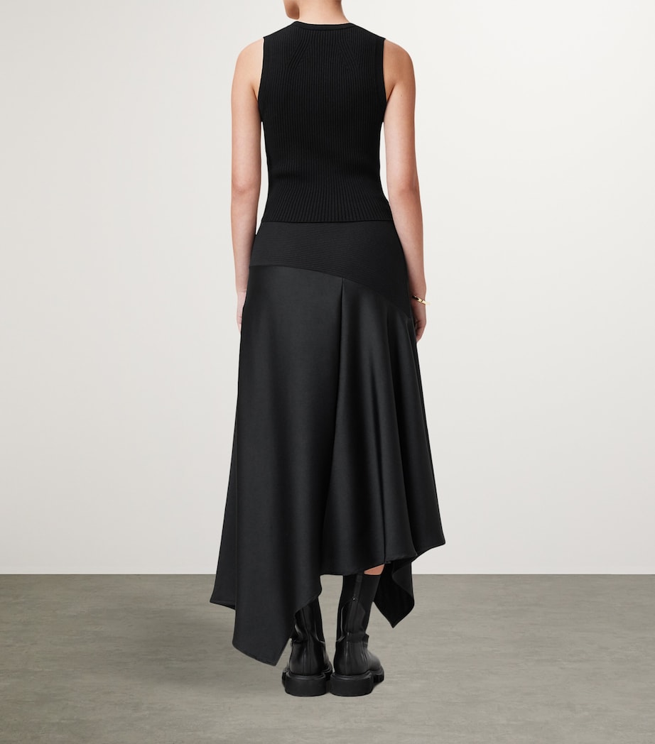 Satin Pia Midi Skirt BLACK Image 5