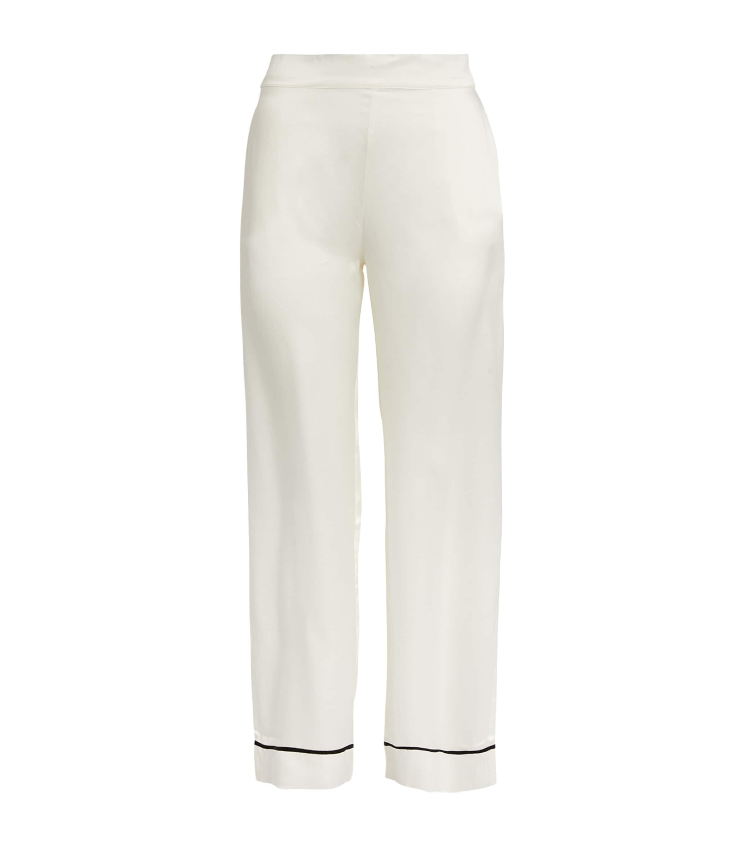 Shop Asceno Silk London Pyjama Bottoms In White