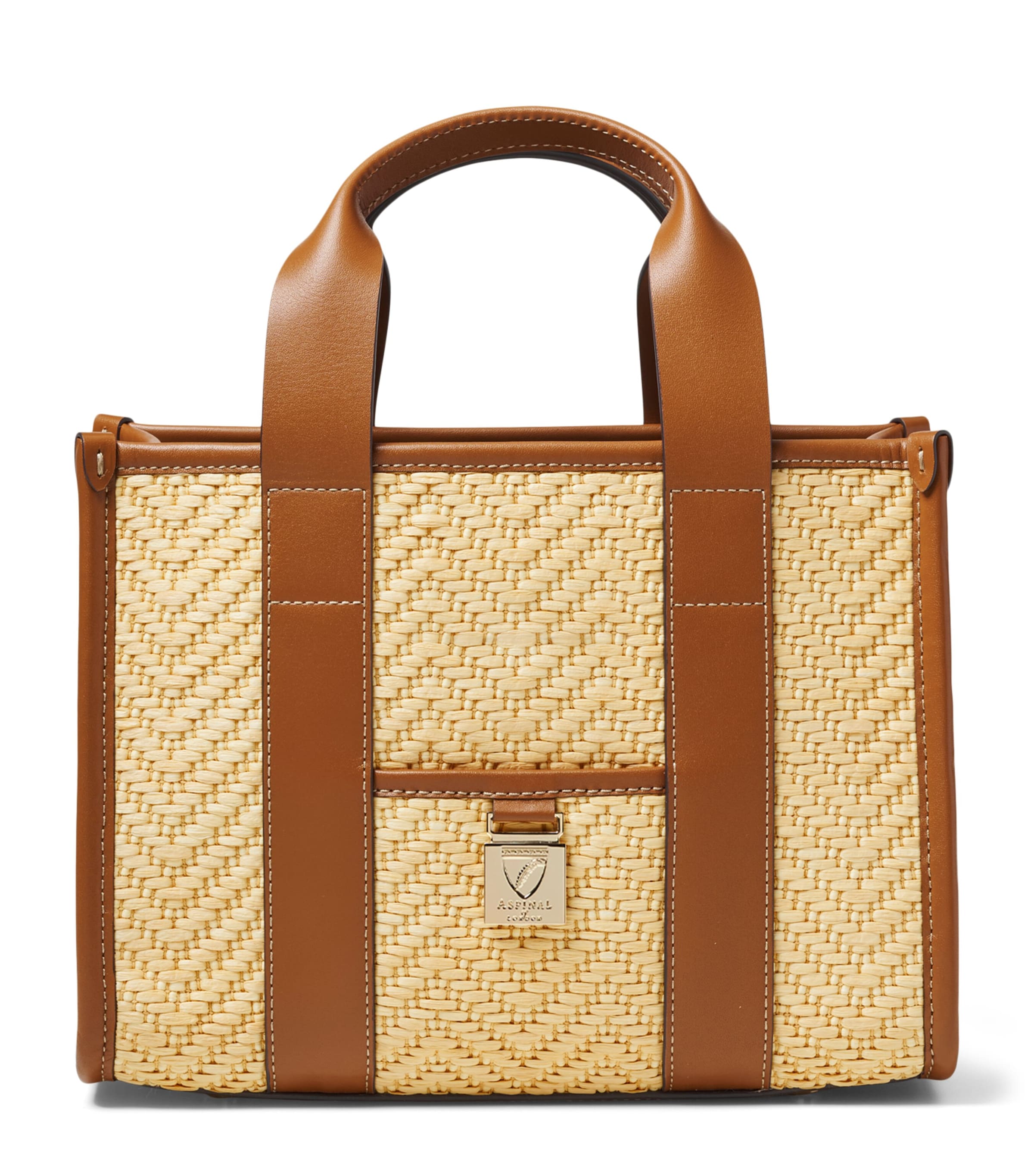 Aspinal Of London Raffia Henley Tote Bag Neutral Image 1