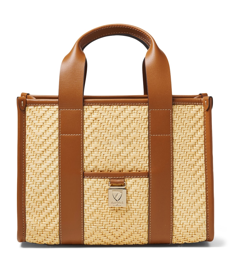 Aspinal Of London Raffia Henley Tote Bag Neutral Image 1