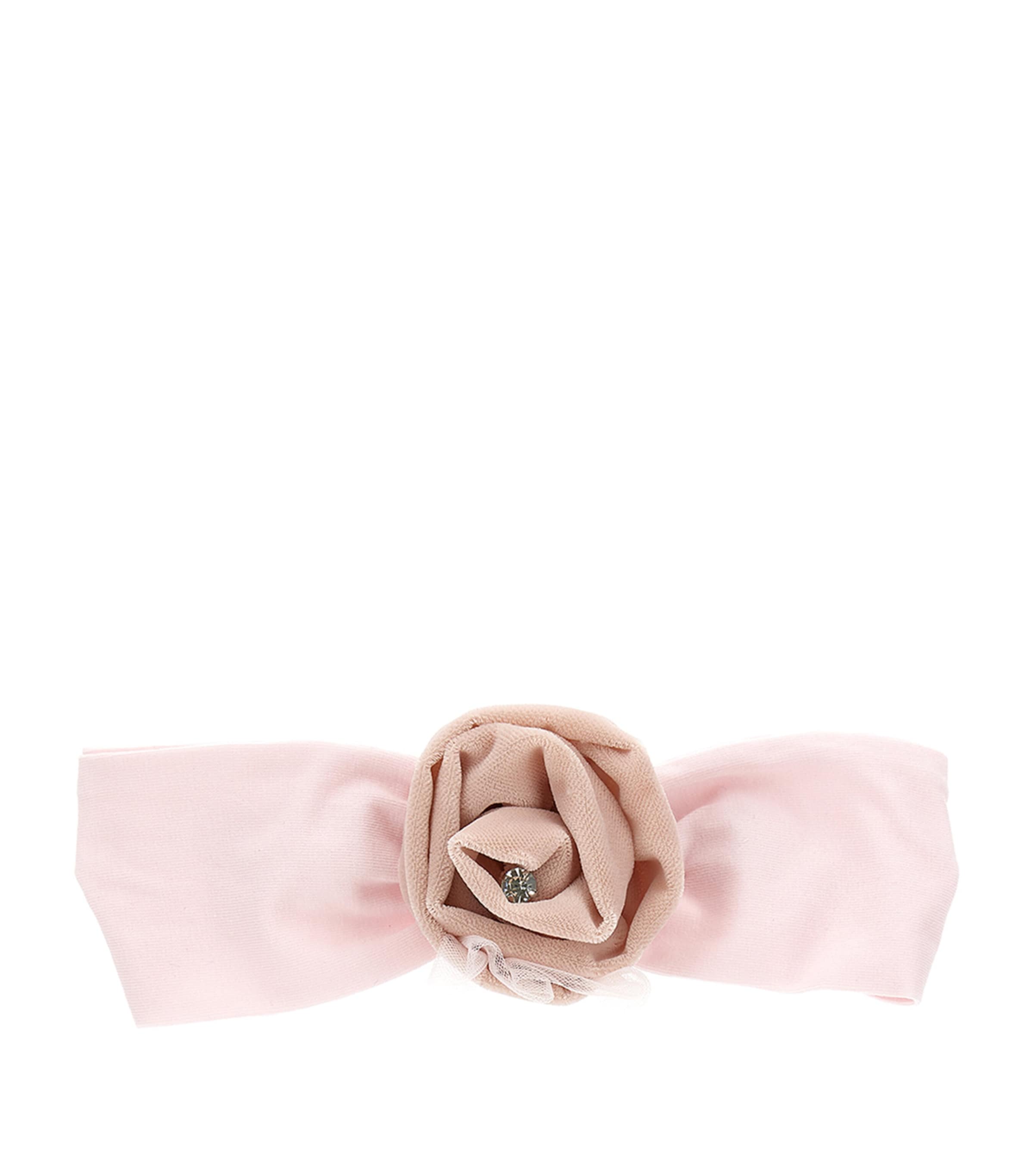 Monnalisa Kids' Velvet Rose Headband In Pink