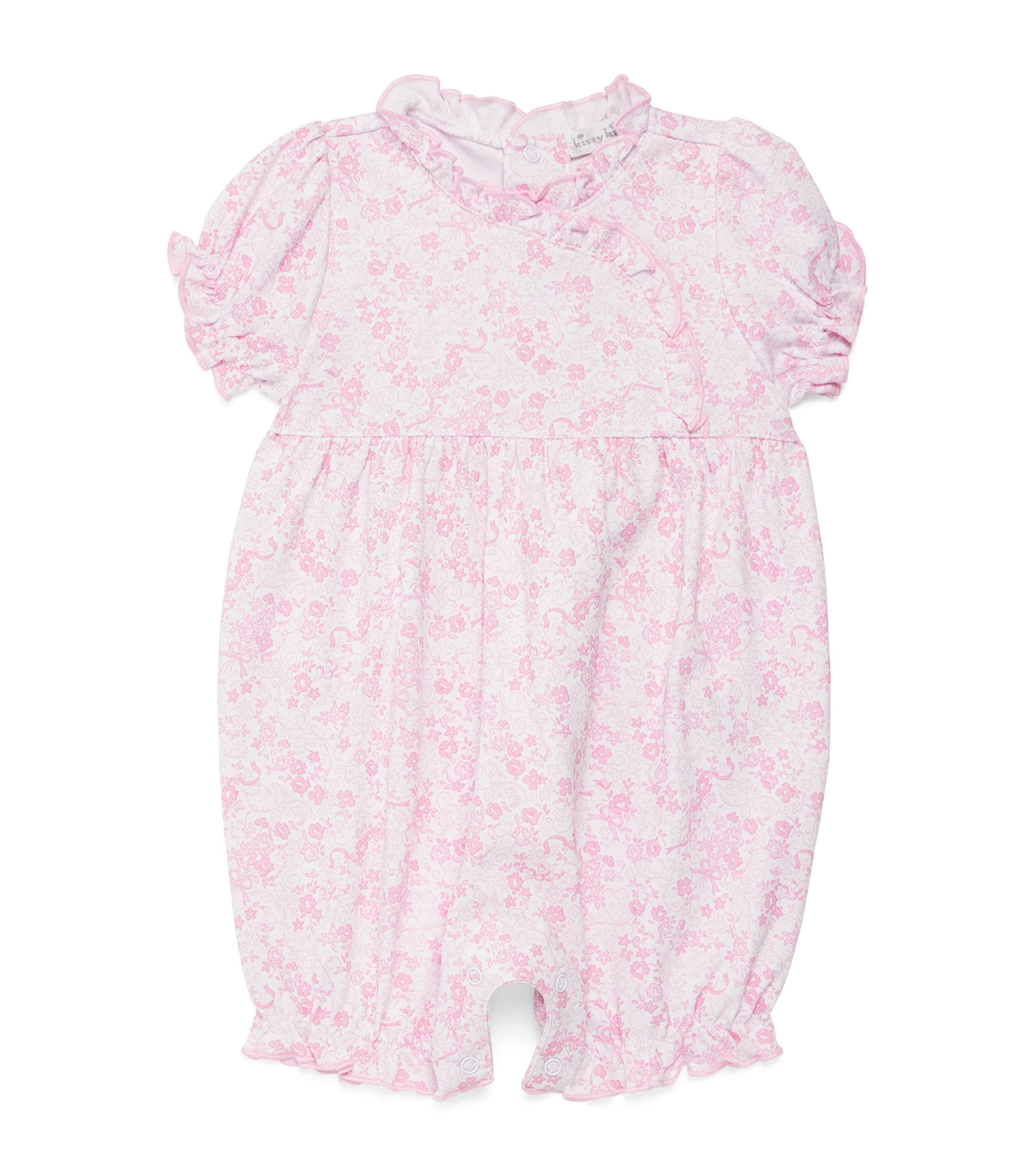 Kissy Kissy Pima Cotton Old English Roses Bodysuit In Pink