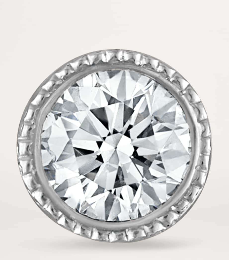 Scalloped Set Diamond Threaded Single Stud Earring (2.5mm) WHITE GOLD Image 3