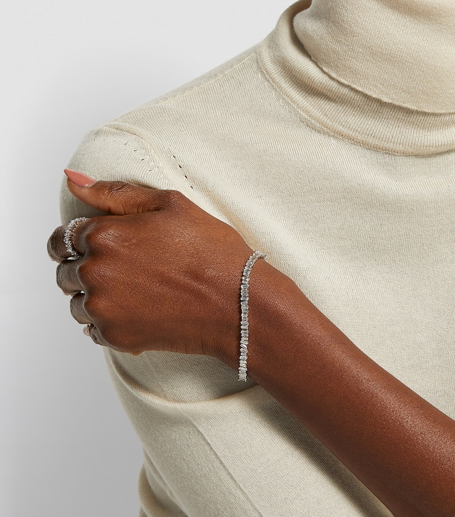 White Gold and Diamond Fireworks Three-Row Tennis Bracelet 18K WG/WD Image 8