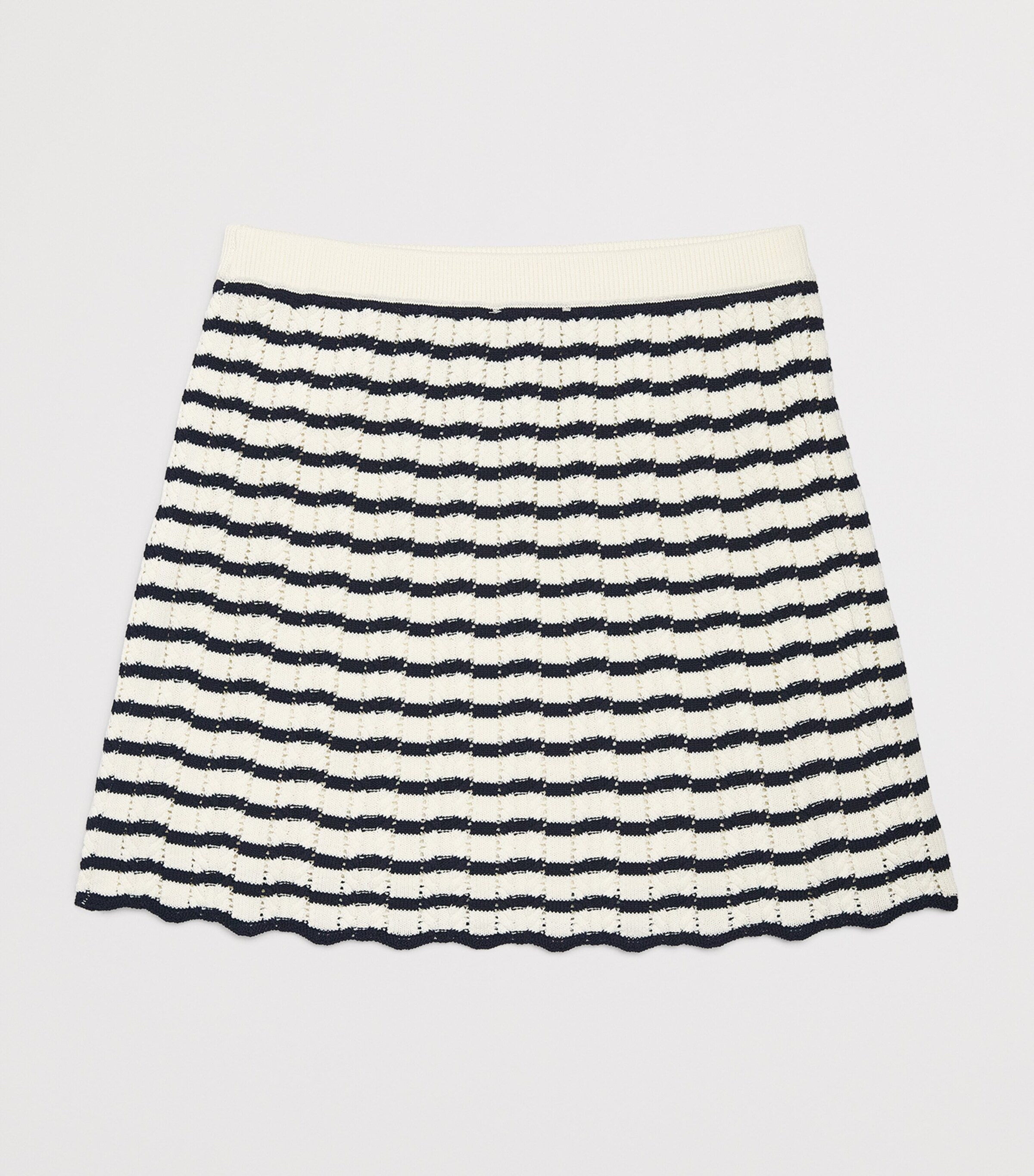 Self-Portrait Kids Knitted Stripe Skirt (4-12 Years) Cream Image 2